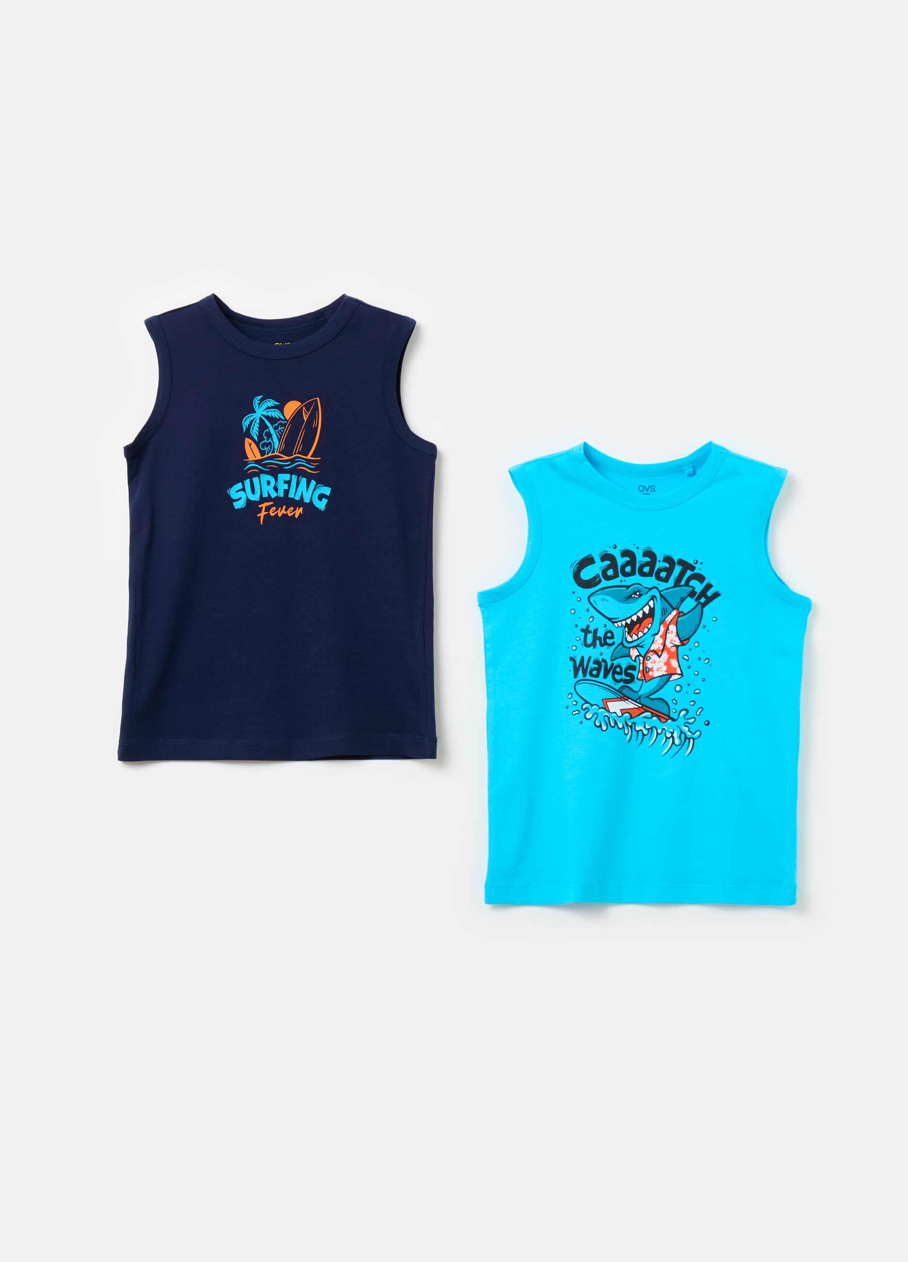 Two-pack cotton racerback vests with print