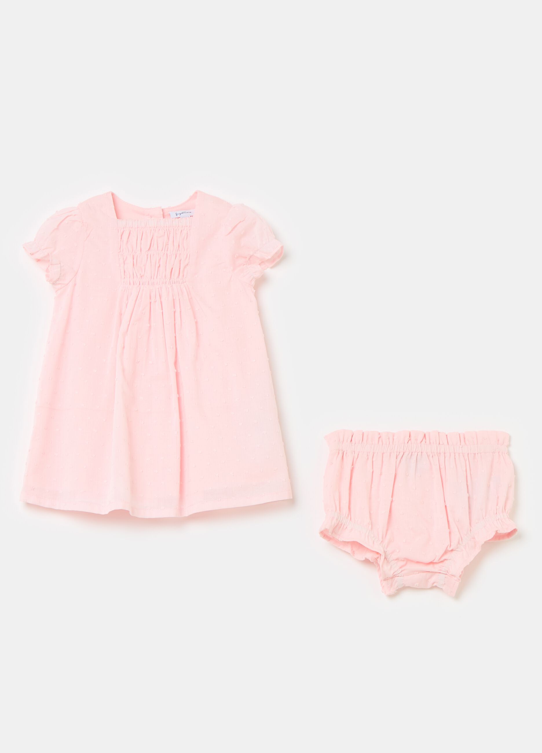 Dress and culottes set in cotton dobby