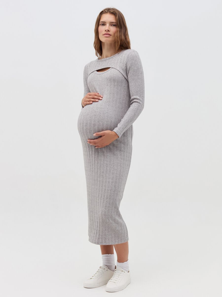 Sleeveless ribbed maternity dress_0