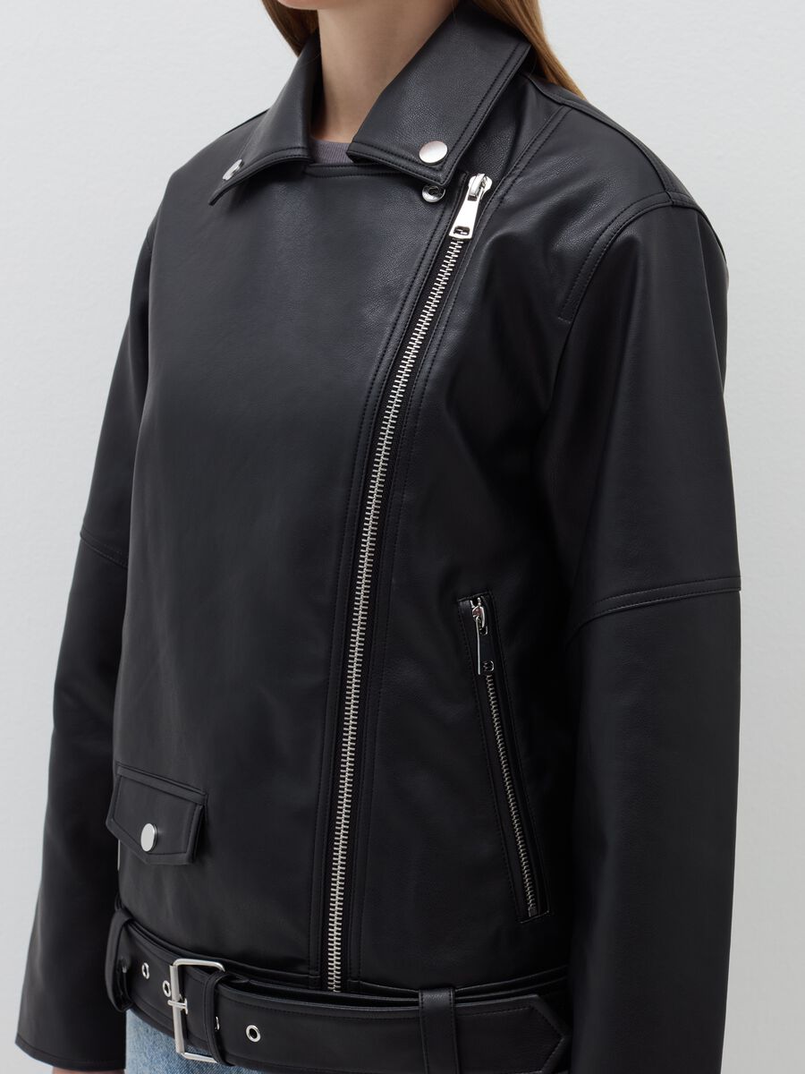 Oversized biker jacket with zip_3