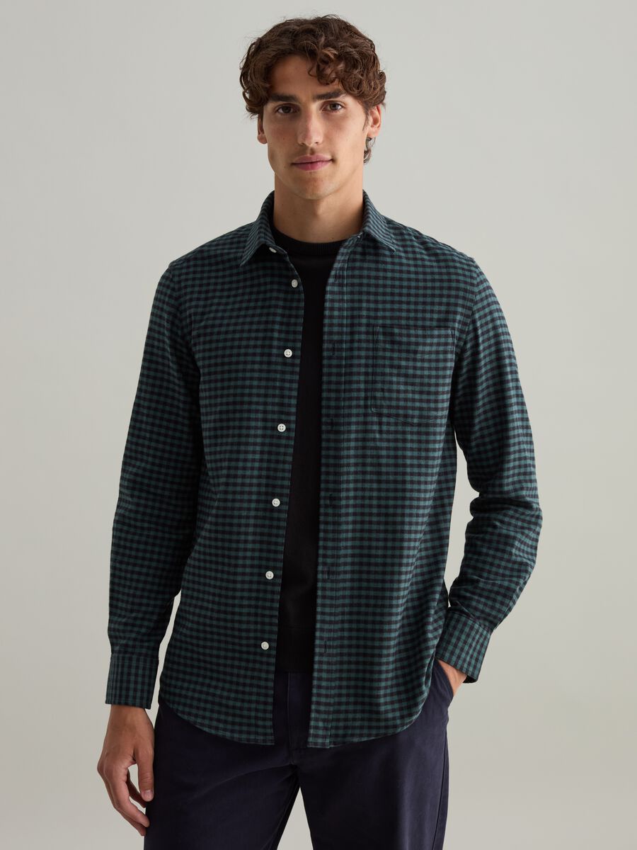 Flannel shirt with gingham pattern_0