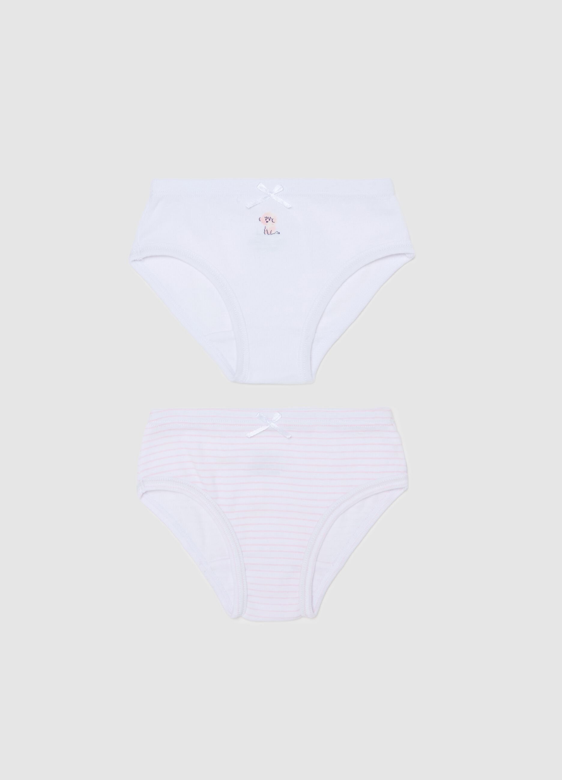 Two-pack briefs in organic cotton with bow