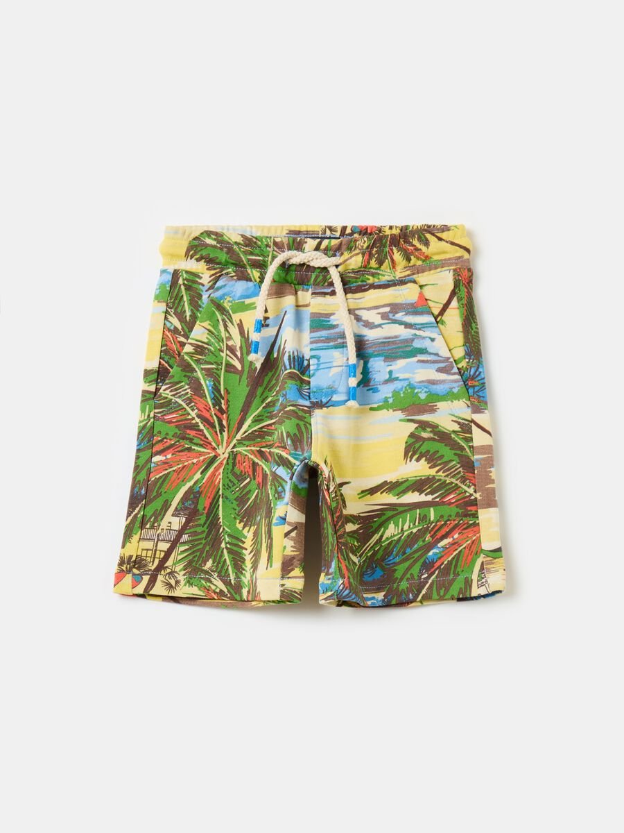 Fleece Bermuda shorts with drawstring and print_4