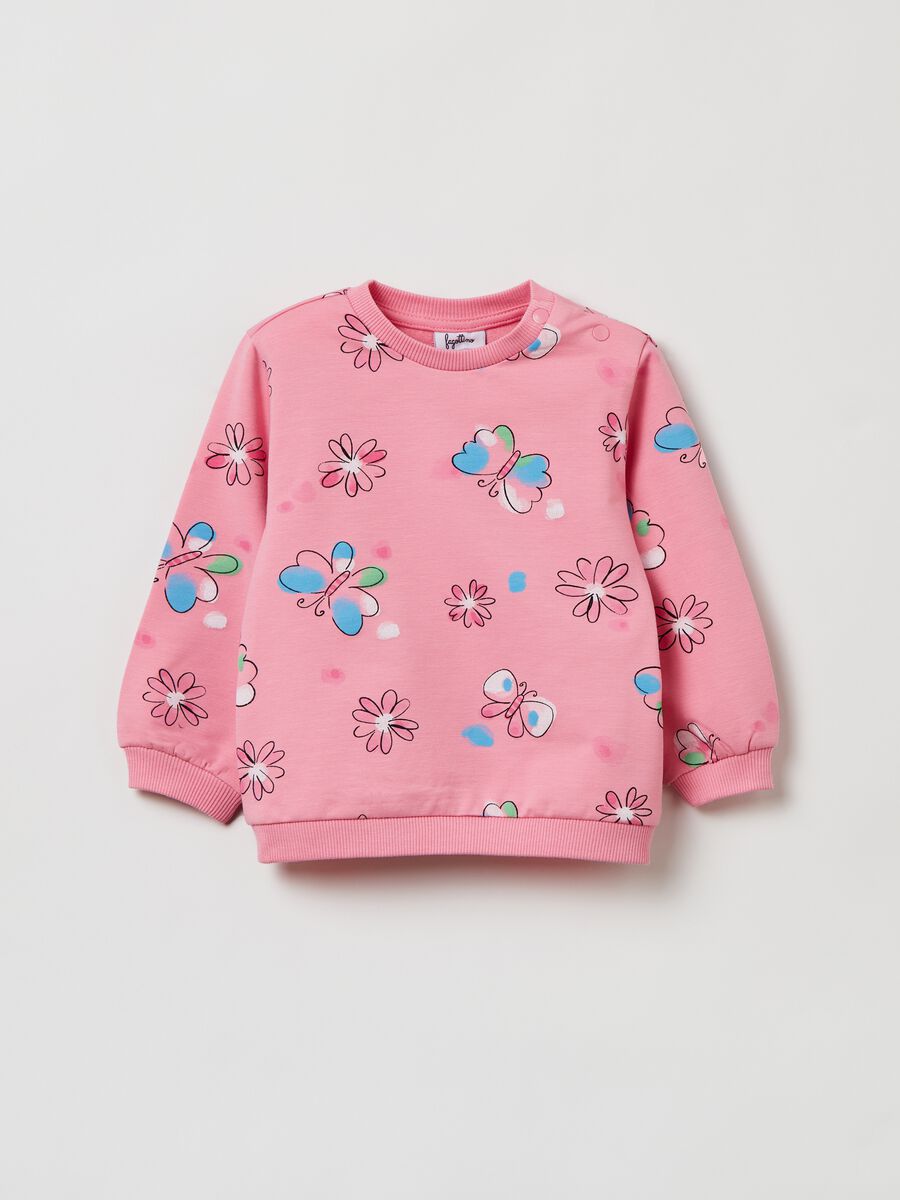 French terry sweatshirt with butterfly print_0