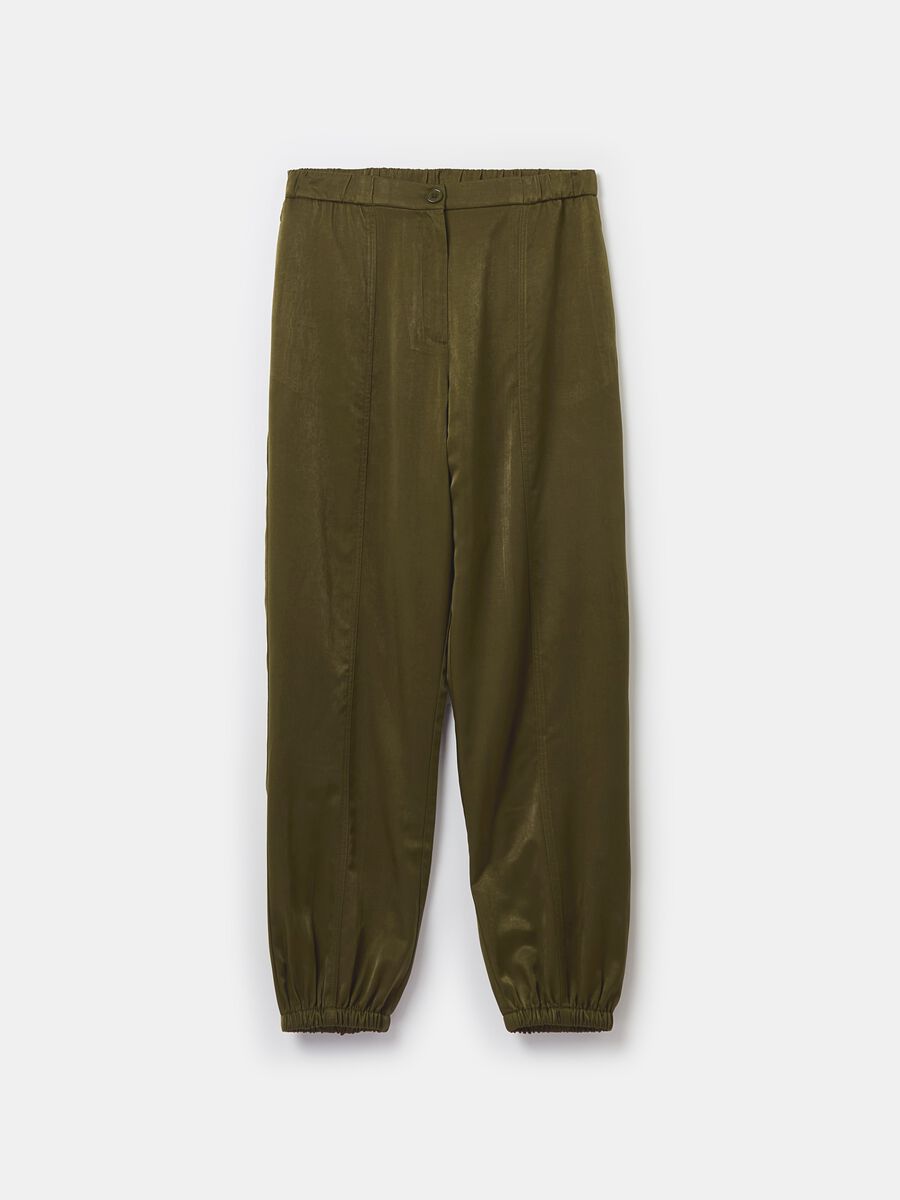 Pull-on trousers with raised stitching_4