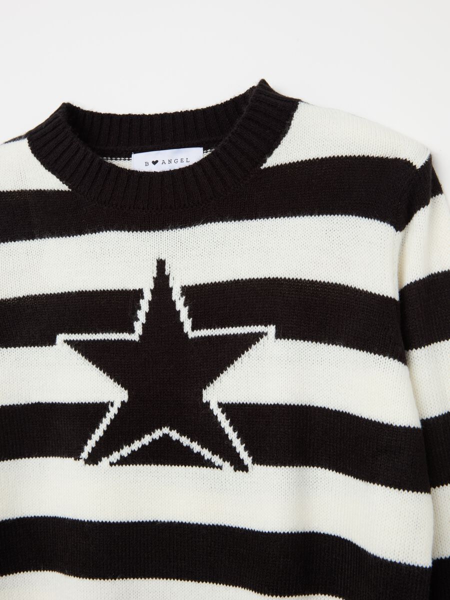 Striped crop pullover with jacquard star_5