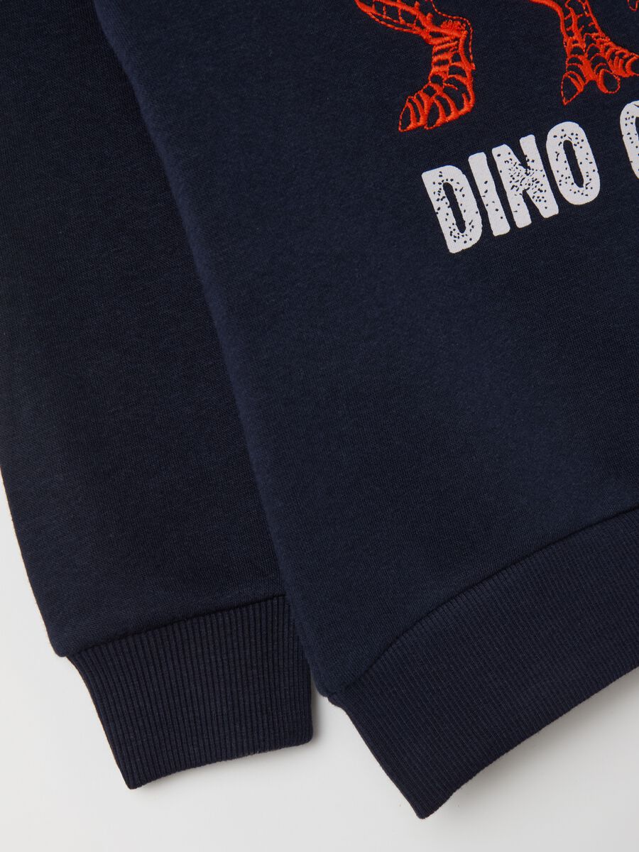 Sweatshirt with hood and dinosaur embroidery_3