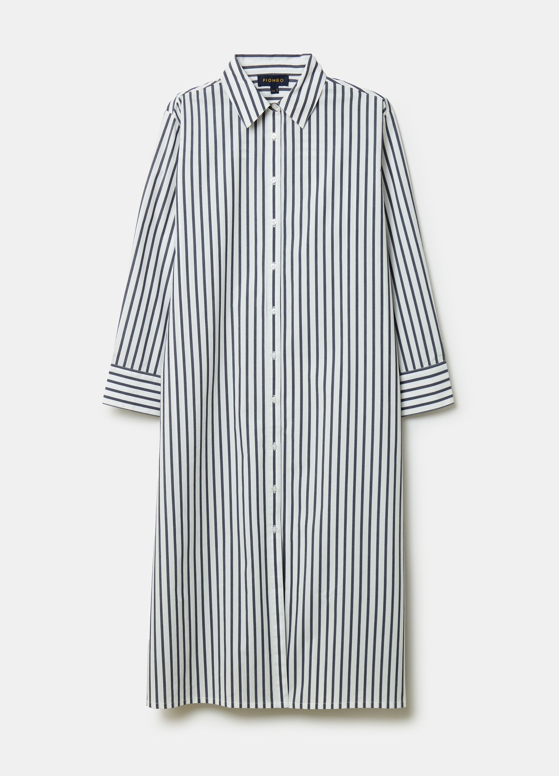 Long striped beach cover-up shirt