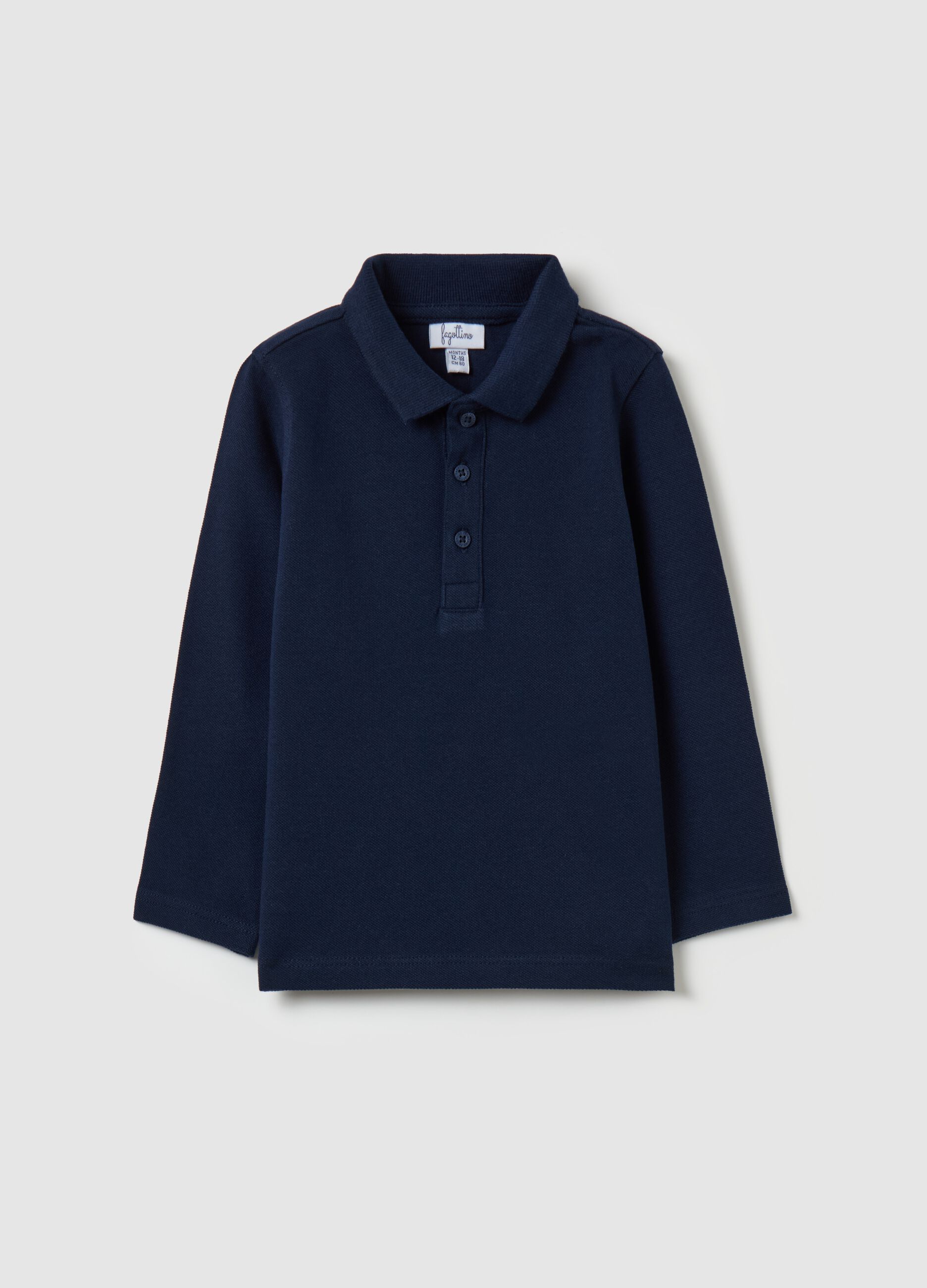 Cotton polo shirt with long sleeves