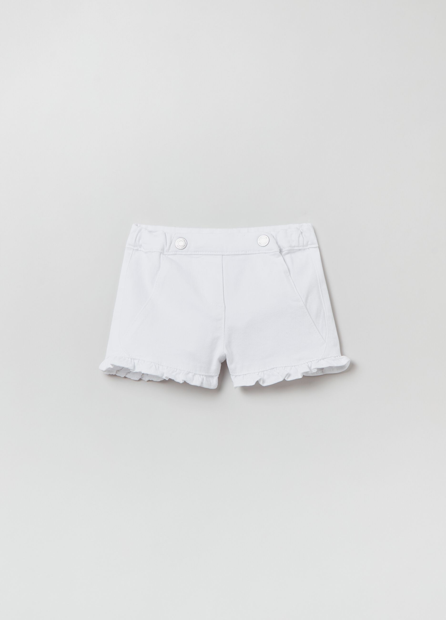 Twill shorts with ruffles