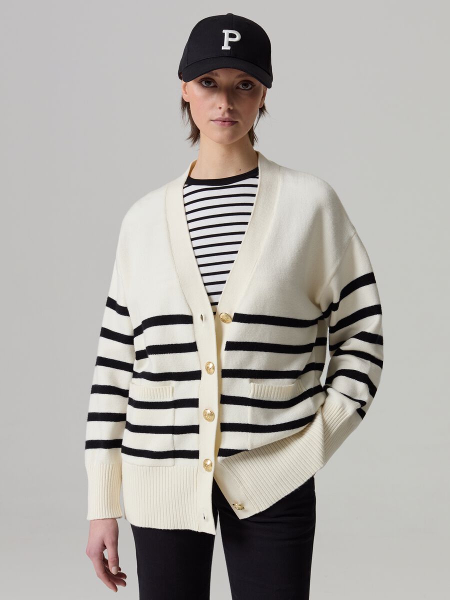 Oversized striped cardigan with buttons_1