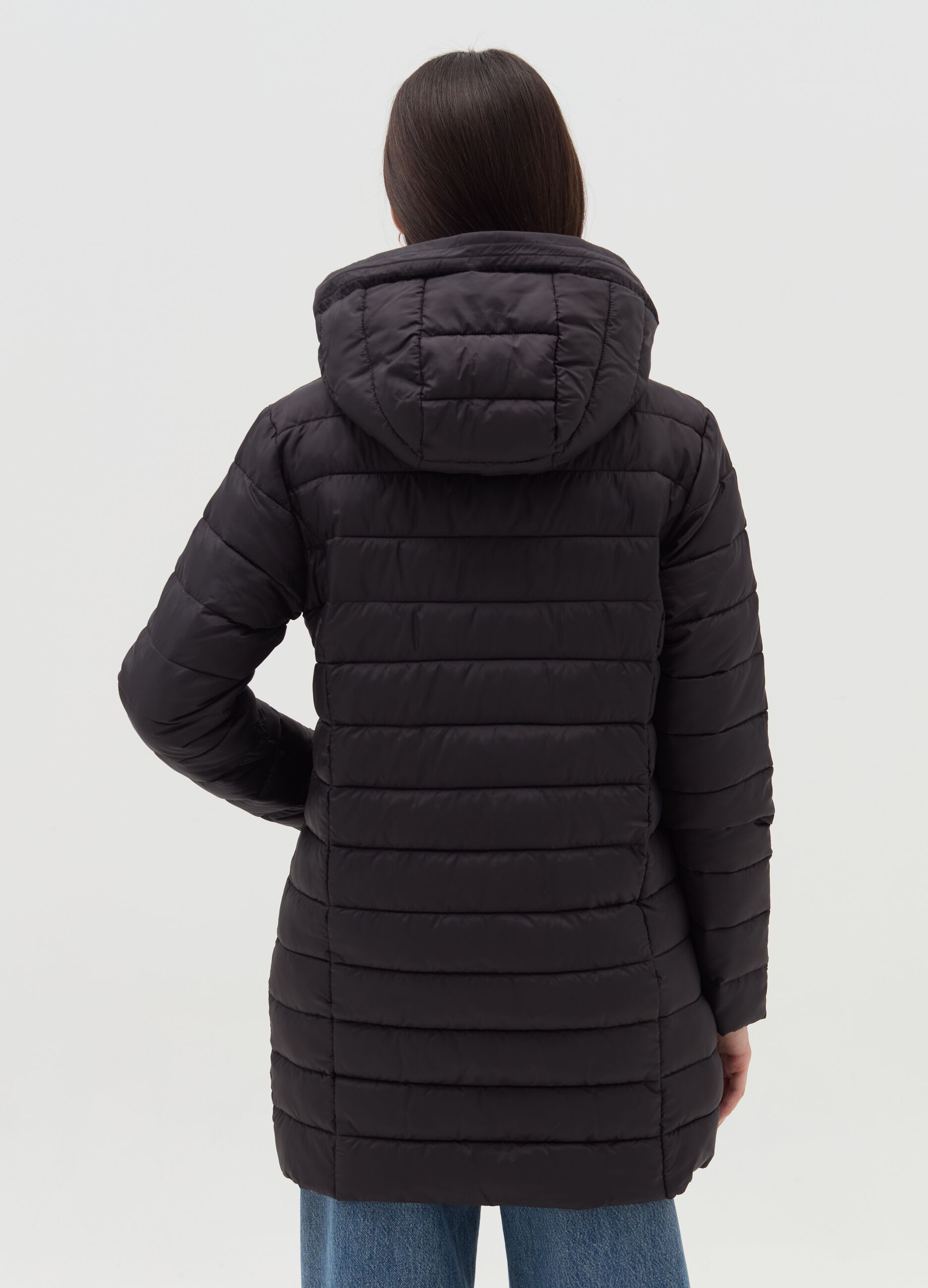 Essential long ultralight down jacket