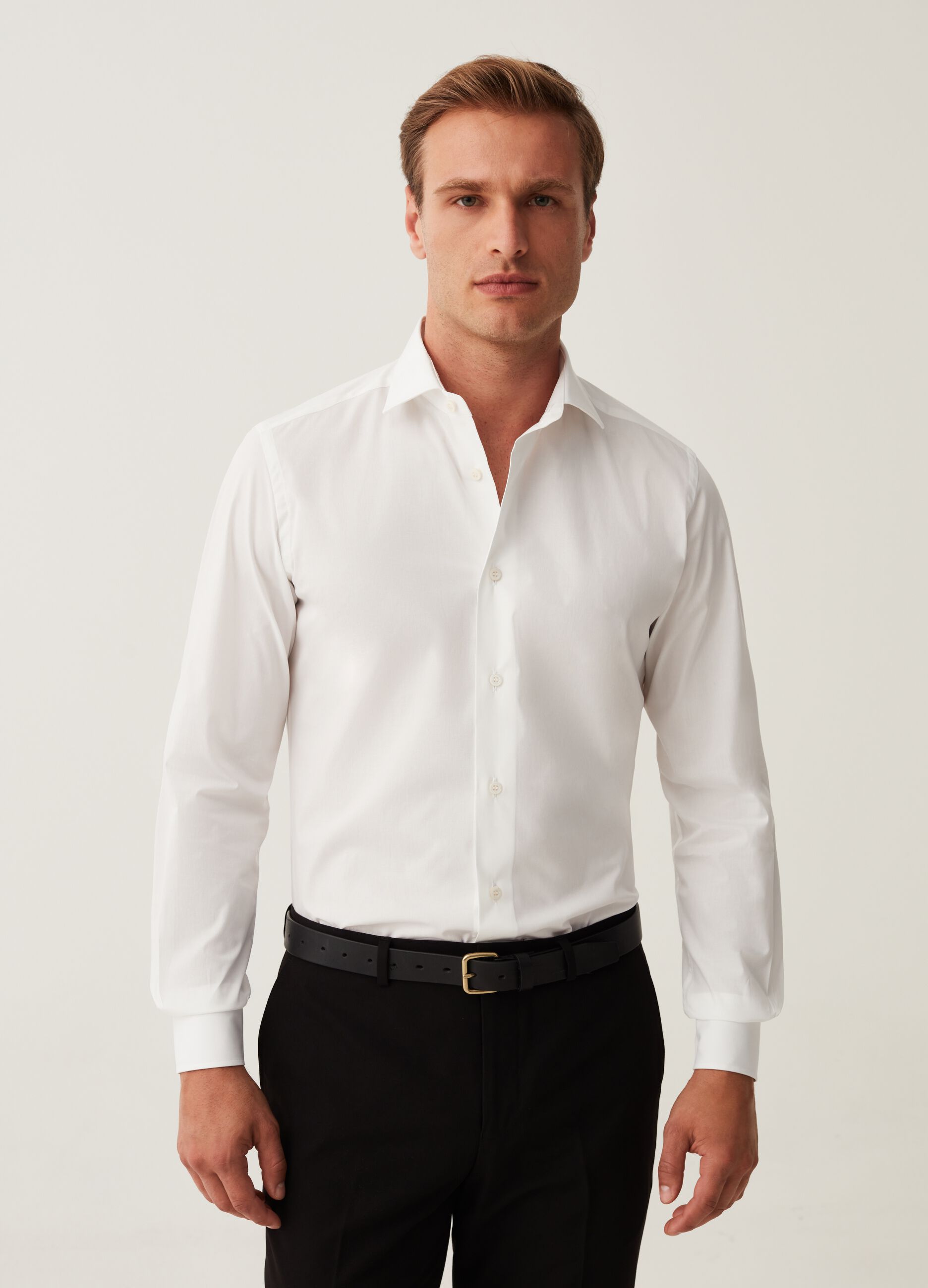 Slim fit, stretch cotton shirt