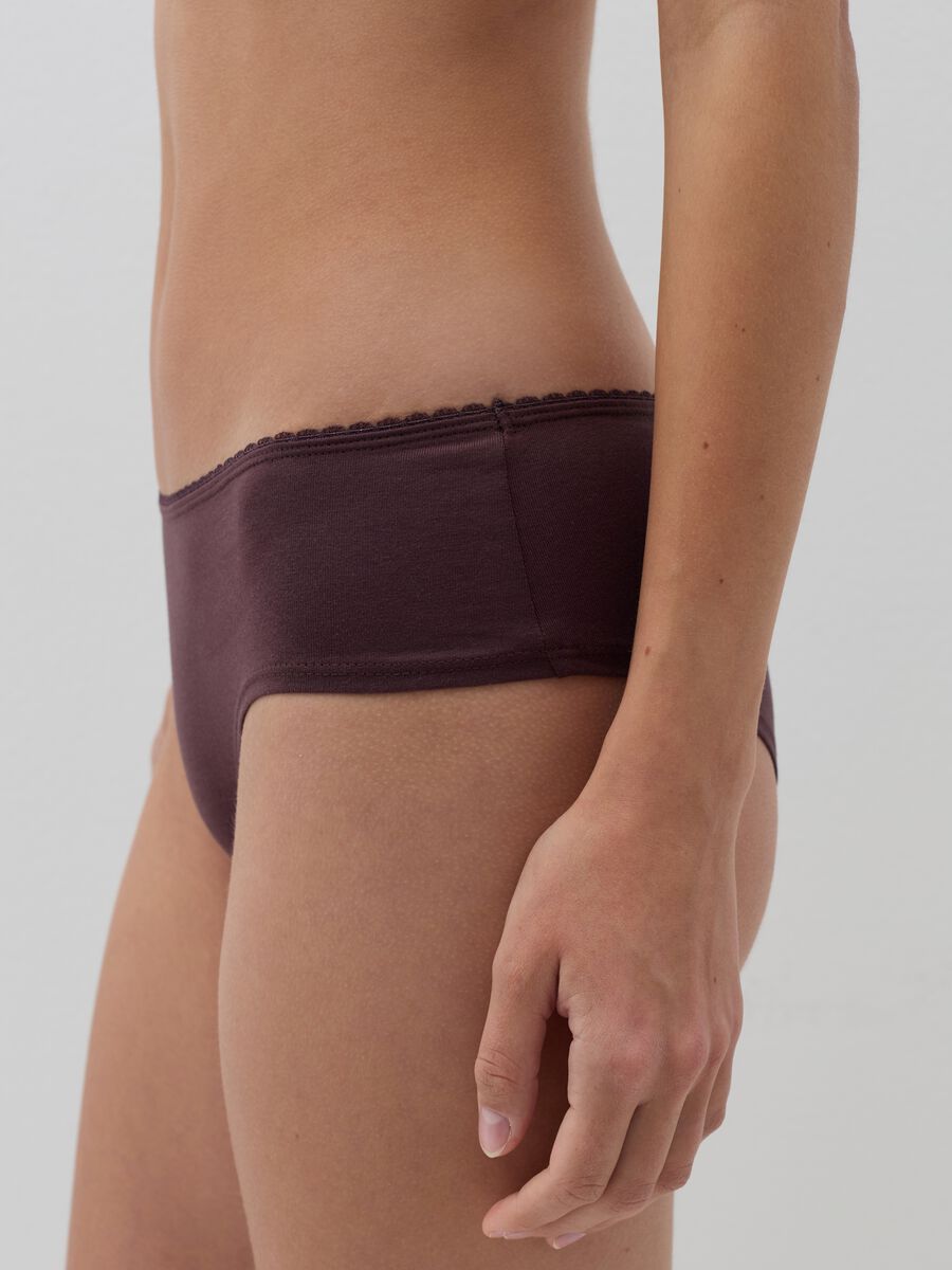 Three-pack knicker shorts in stretch organic cotton with lace_2