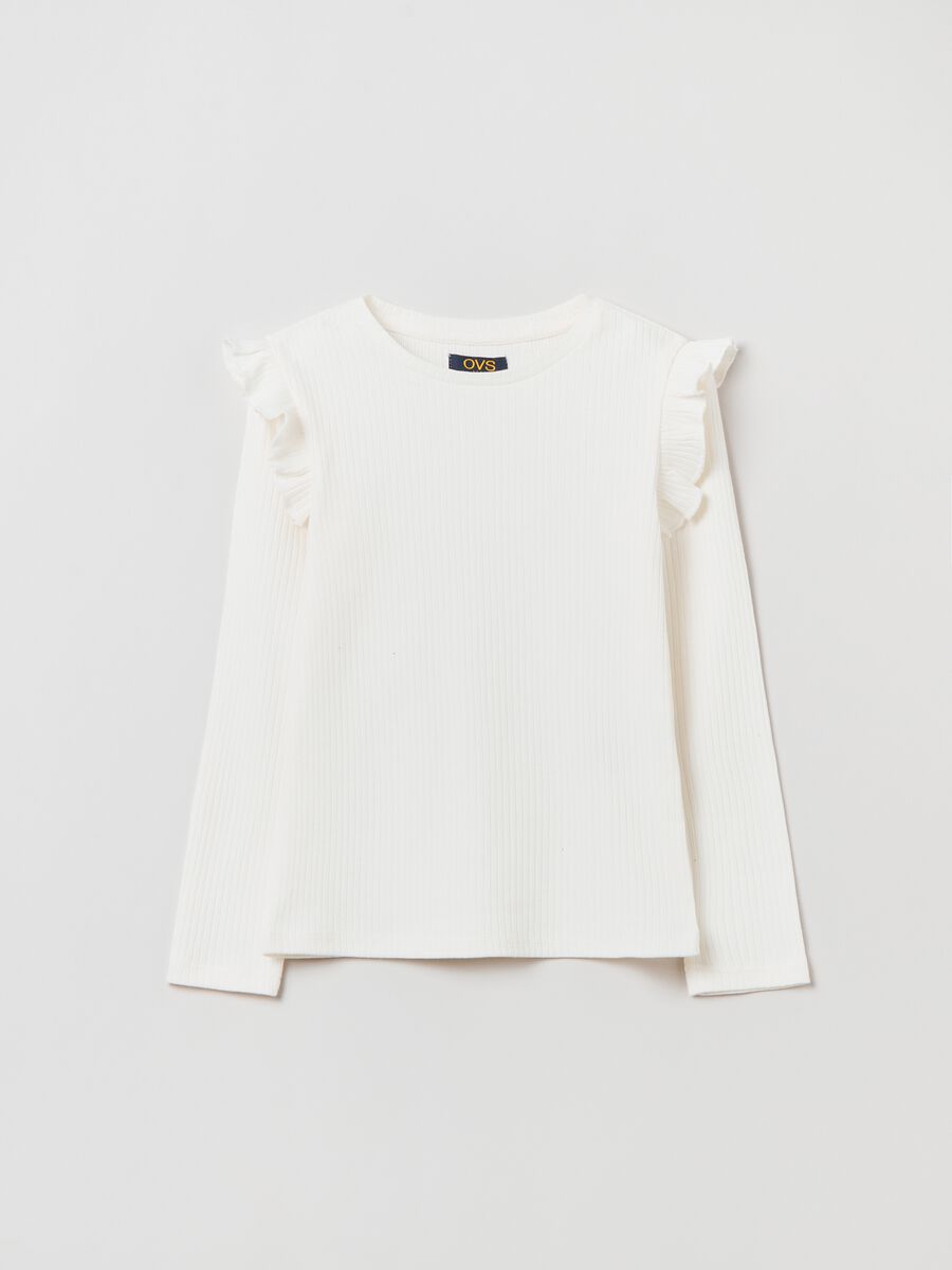 T-shirt with long ribbed sleeves_0