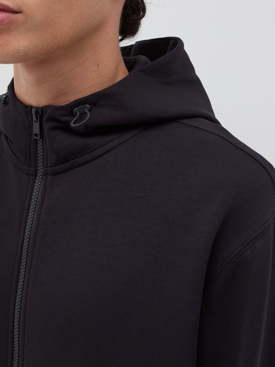 Full-zip fleece sweatshirt with hood and drawstring_2