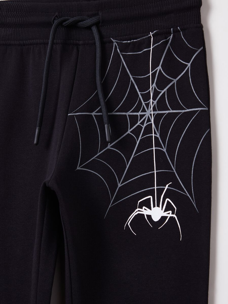 Joggers in fleece with spiders print_2