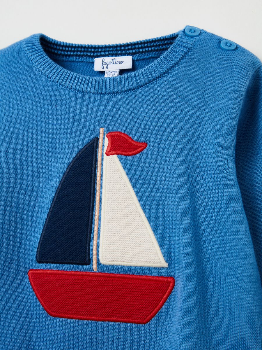 Pullover with embroidered sail boat_2