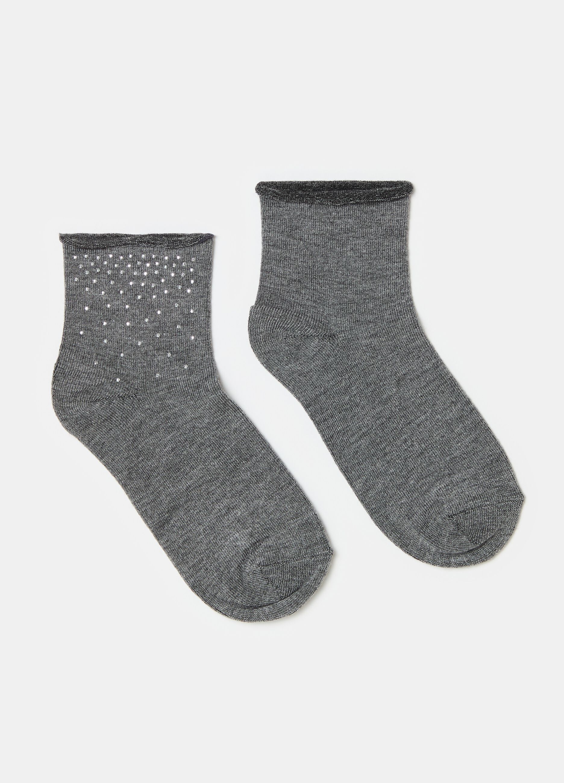 Short stretch socks with diamanté motif