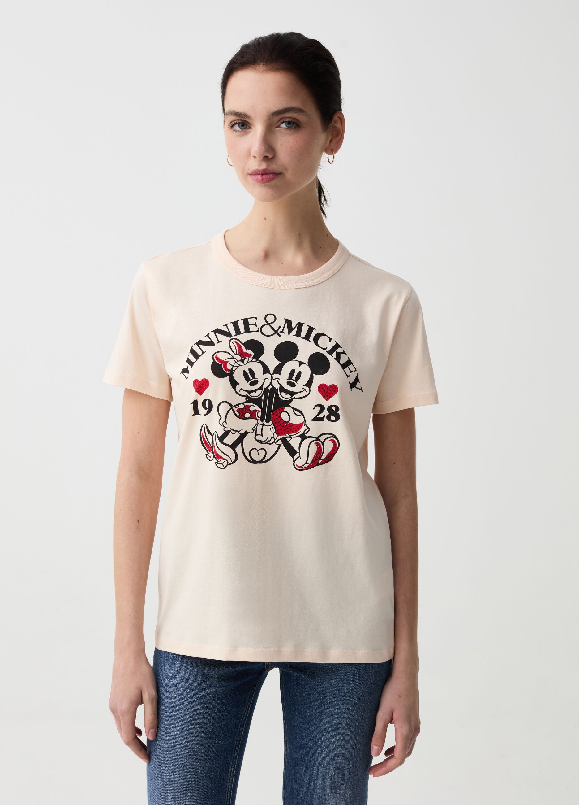 Camiseta con estampado Minnie y Mickey