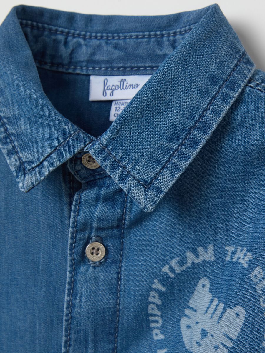 Shirt in denim with tiger and lettering print_3