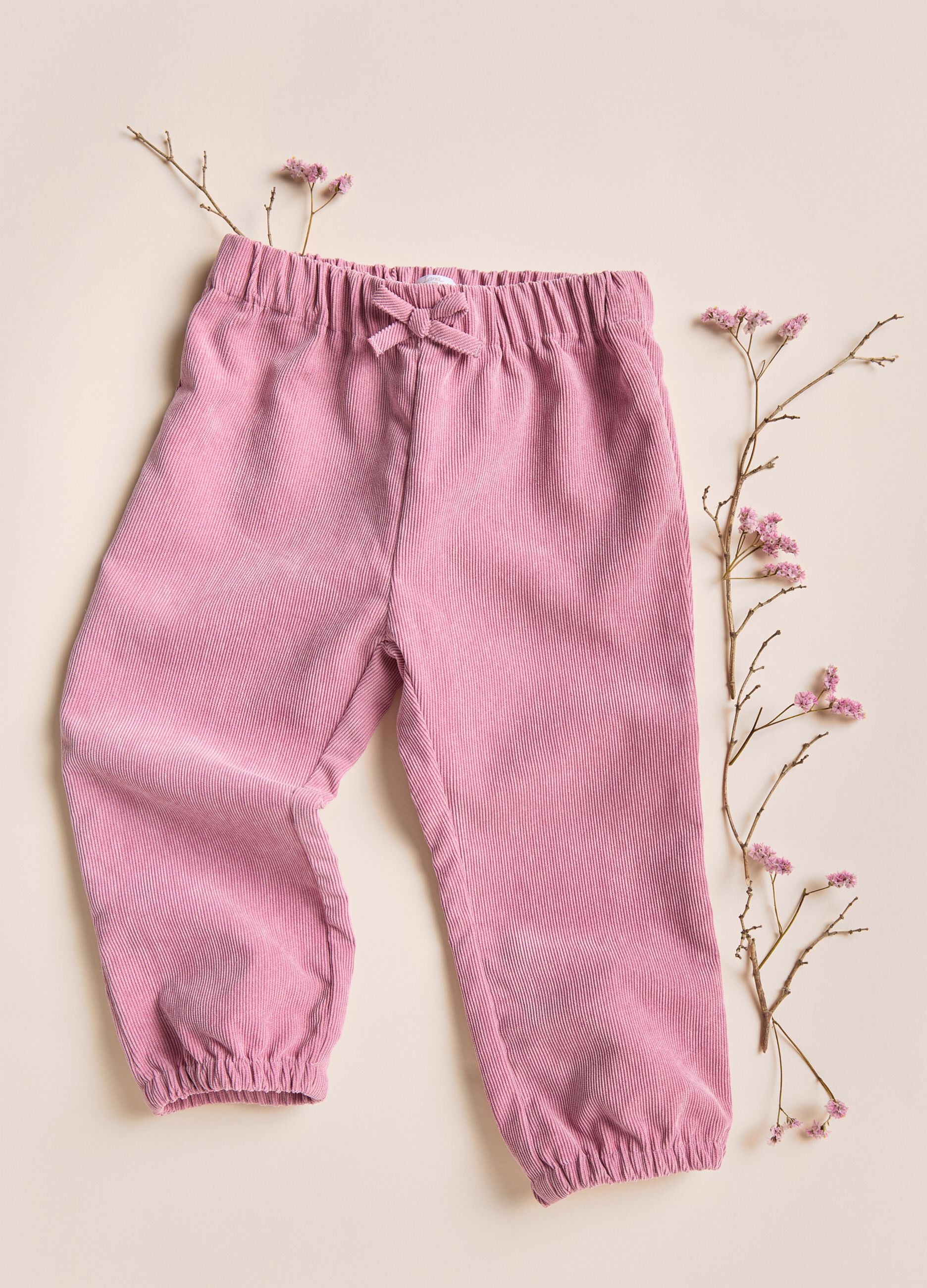 Pantaloni millerighe in puro cotone IANA neonata