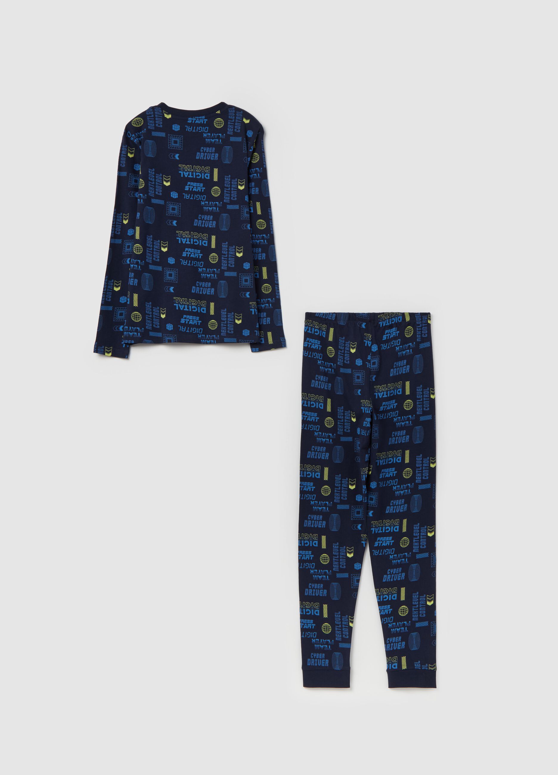 Organic cotton pyjamas with digital motif print