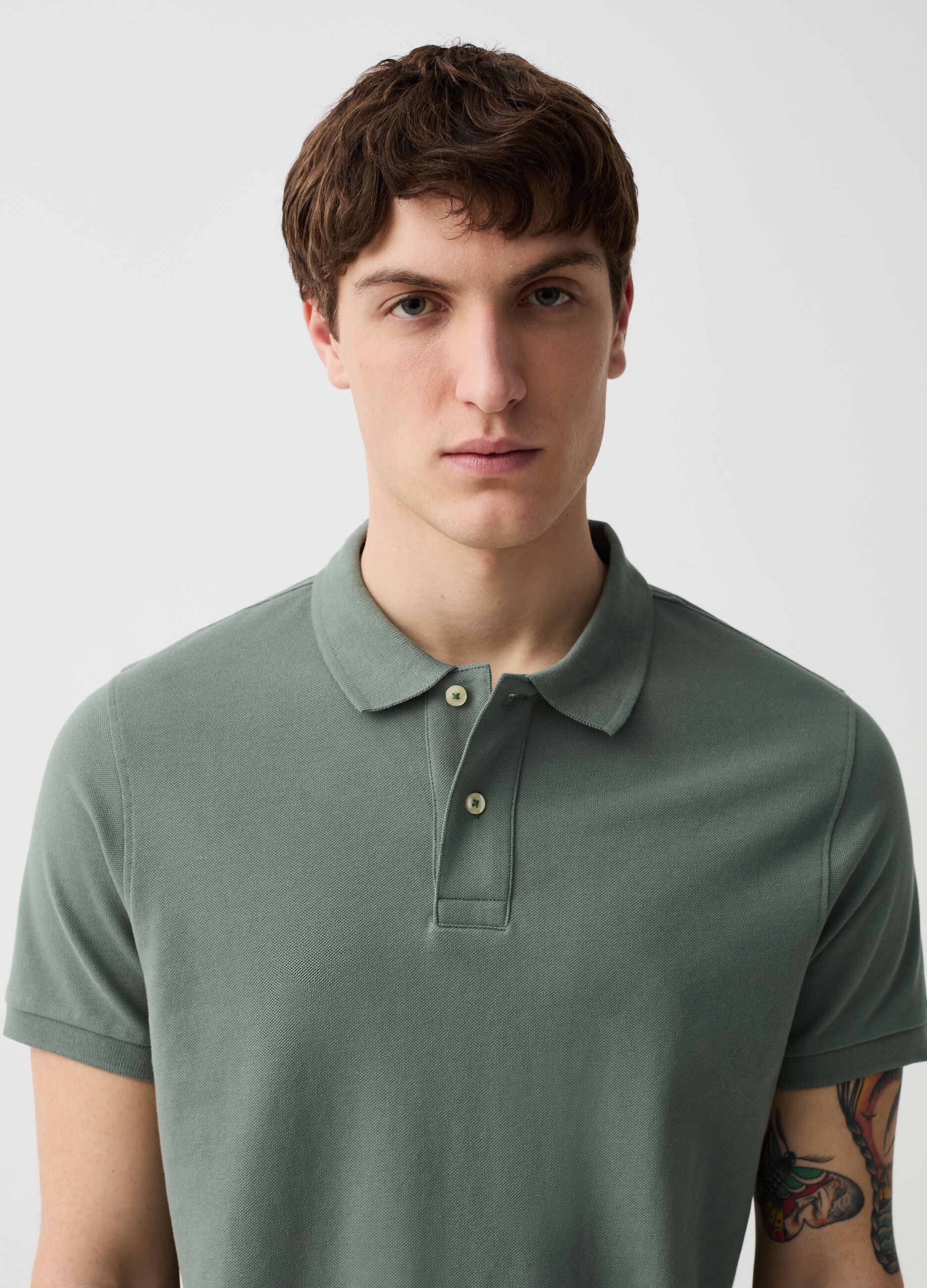 Organic cotton pique polo shirt