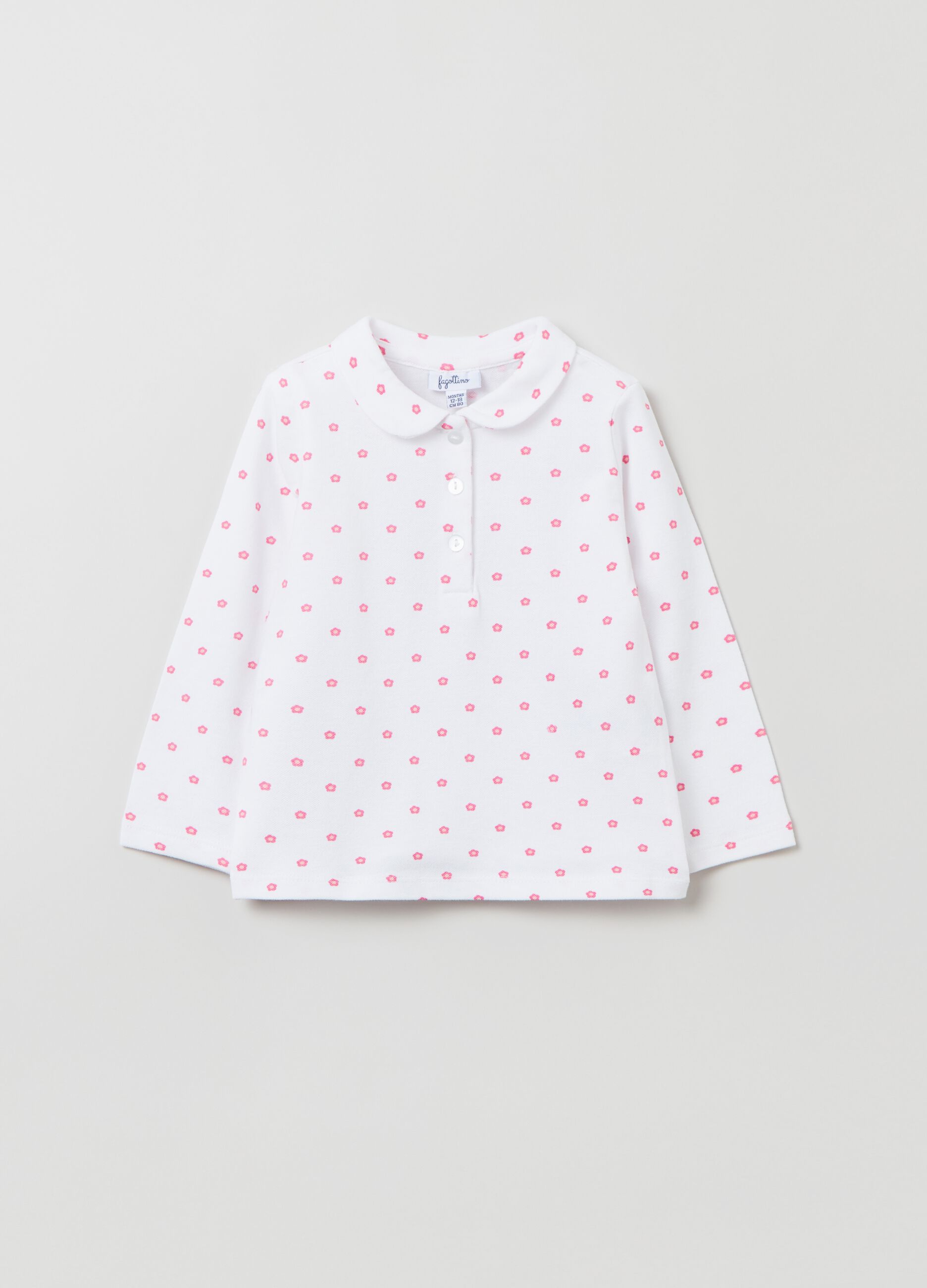 Pique polo shirt with ditsy floral print