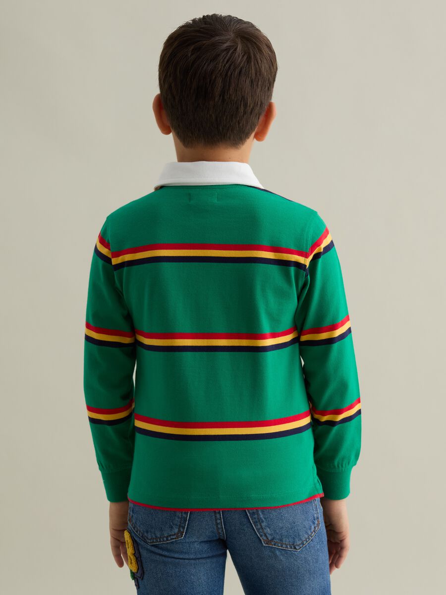 Long-sleeved polo shirt with striped and logo_1