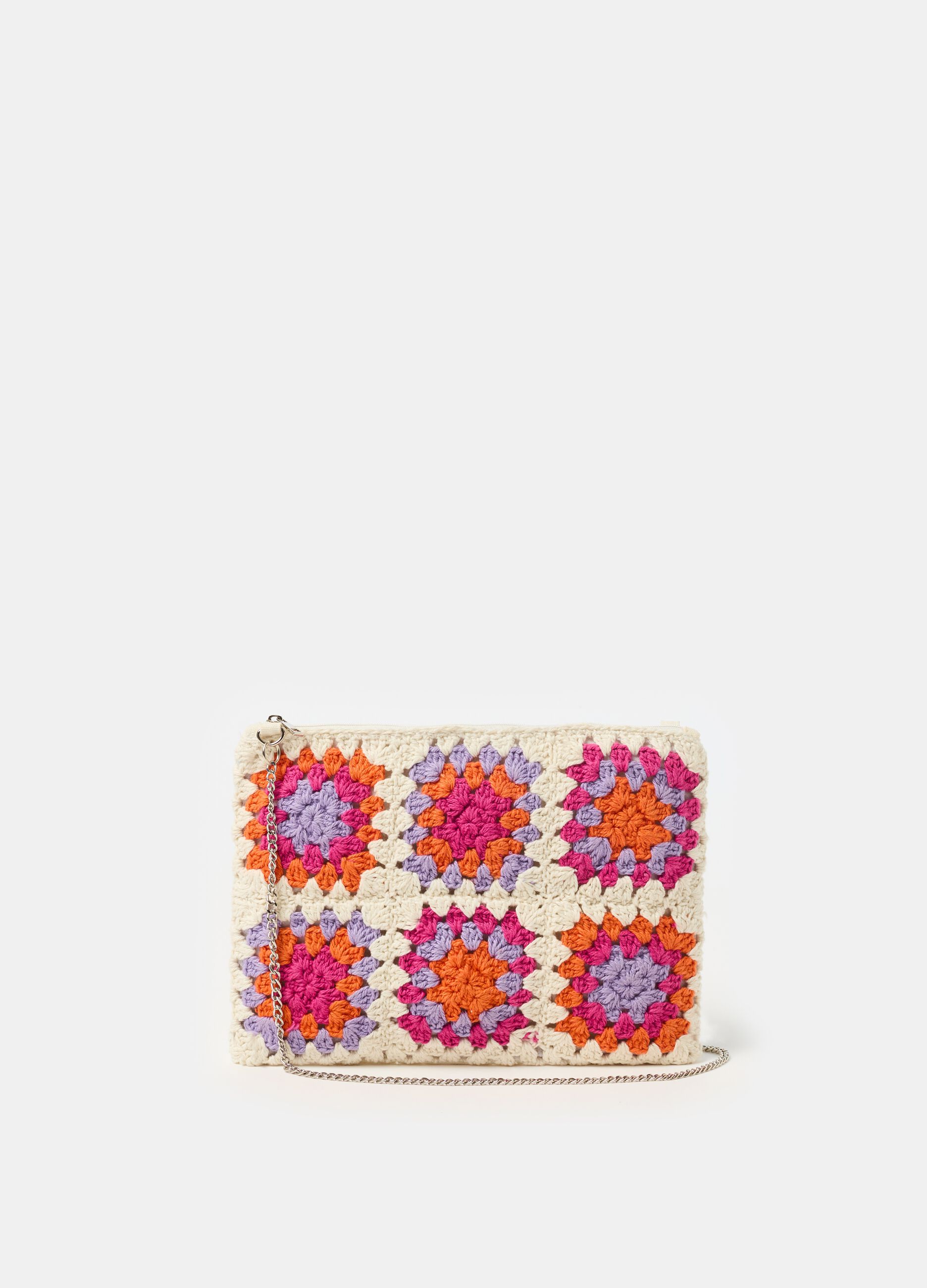 Crochet cotton clutch bag