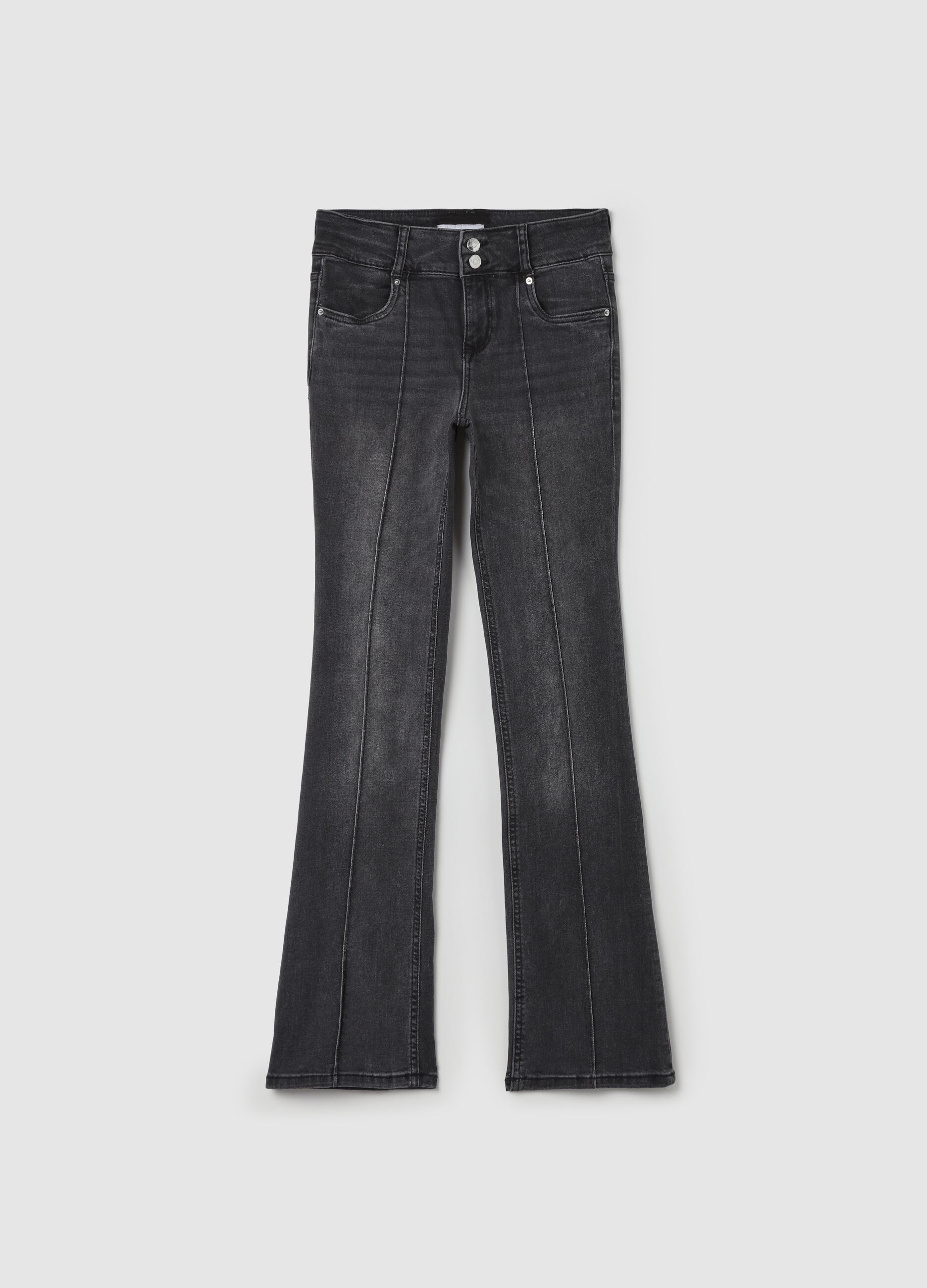 Flare-fit jeans with raised stitching