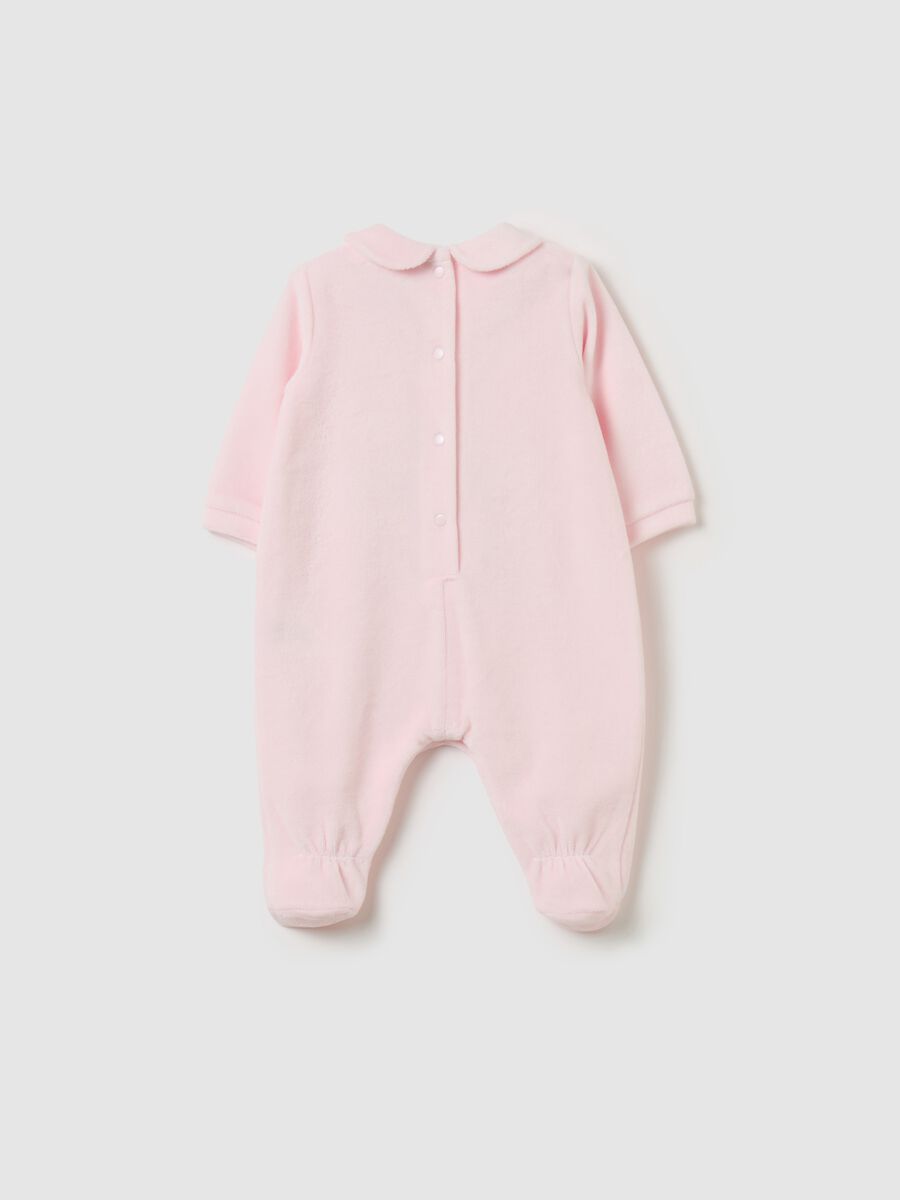 Velour onesie with feet and Minnie Mouse print_1