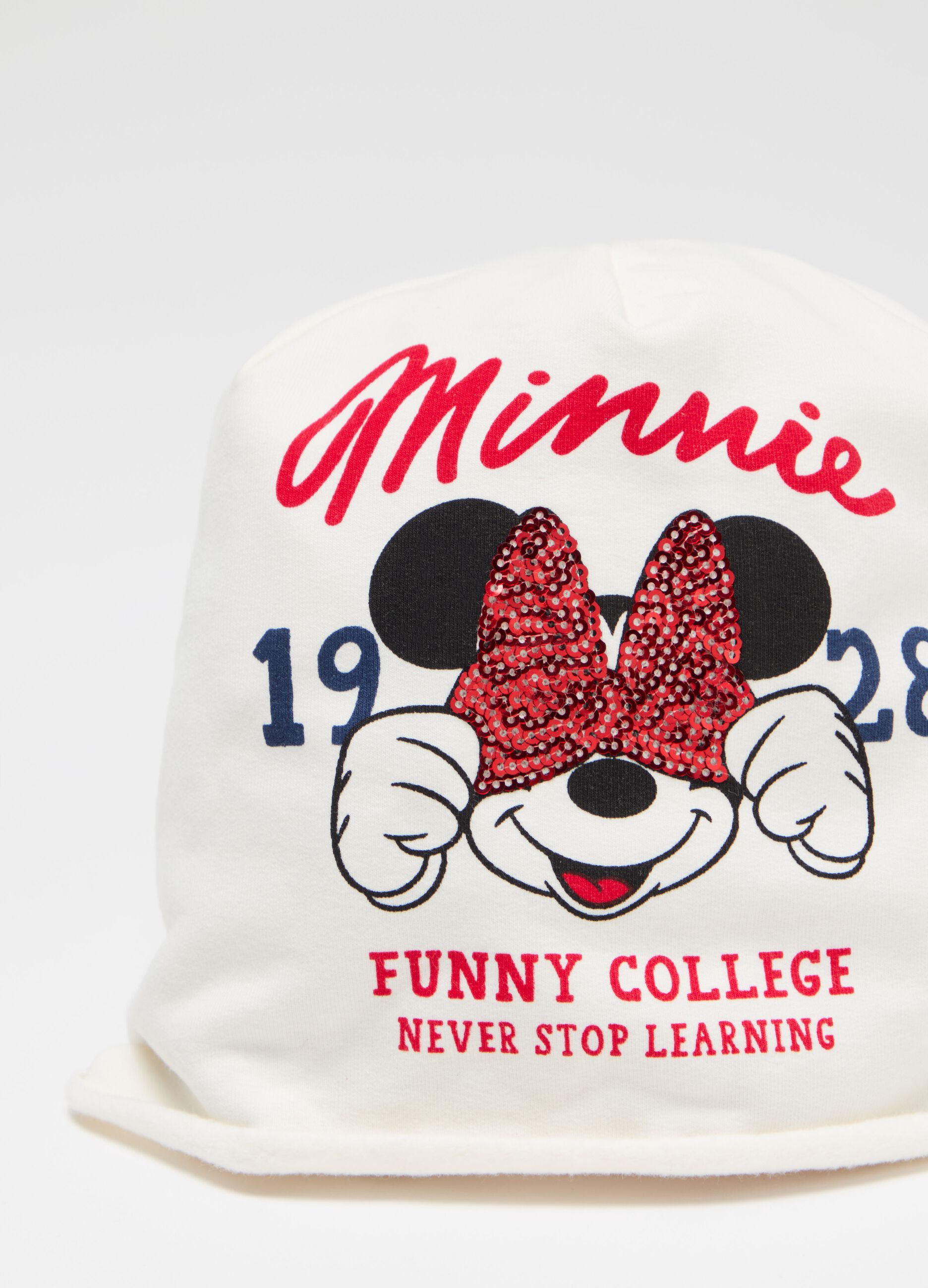 "Minnie Mouse 28” hat in organic cotton fleece