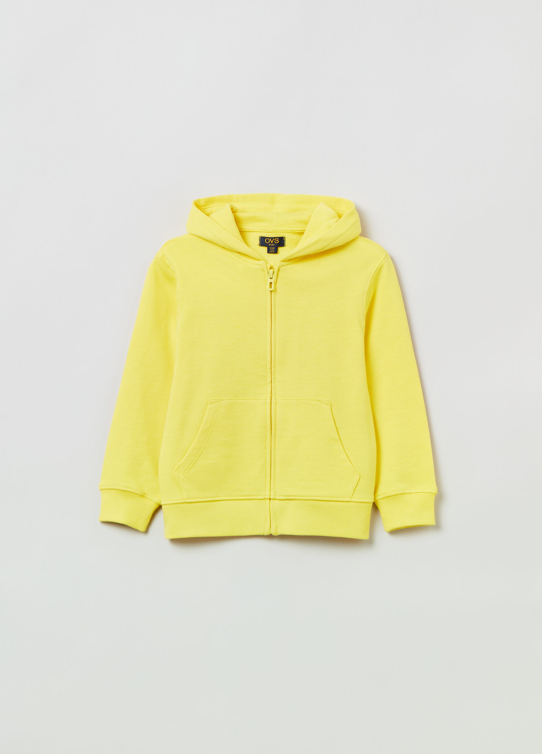 OVS KIDS Boy's Lemon Yellow Fitness full-zip sweatshirt in cotton with hood