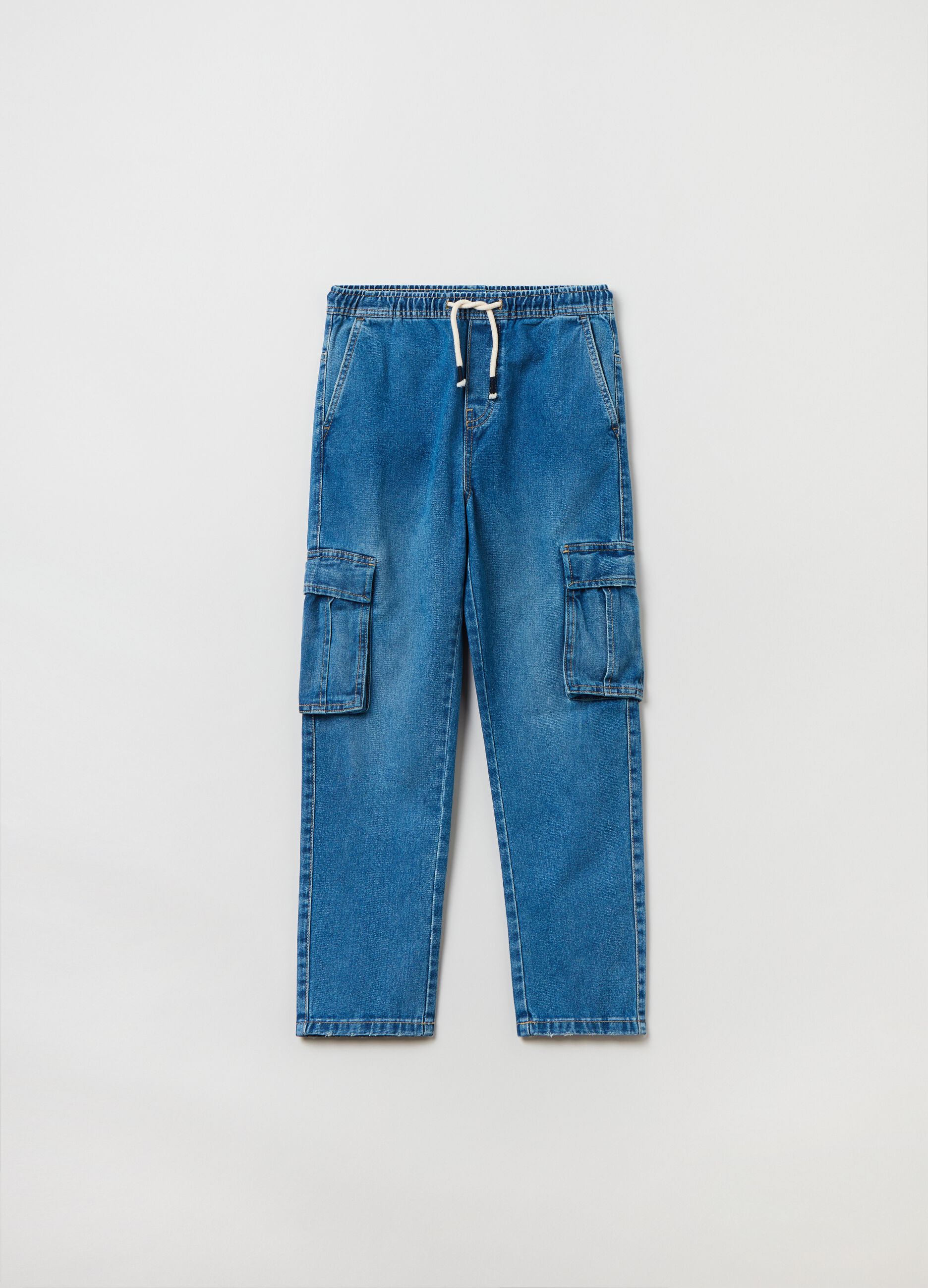 Zara - Denim Patchwork Pants - Mid-Blue - Unisex