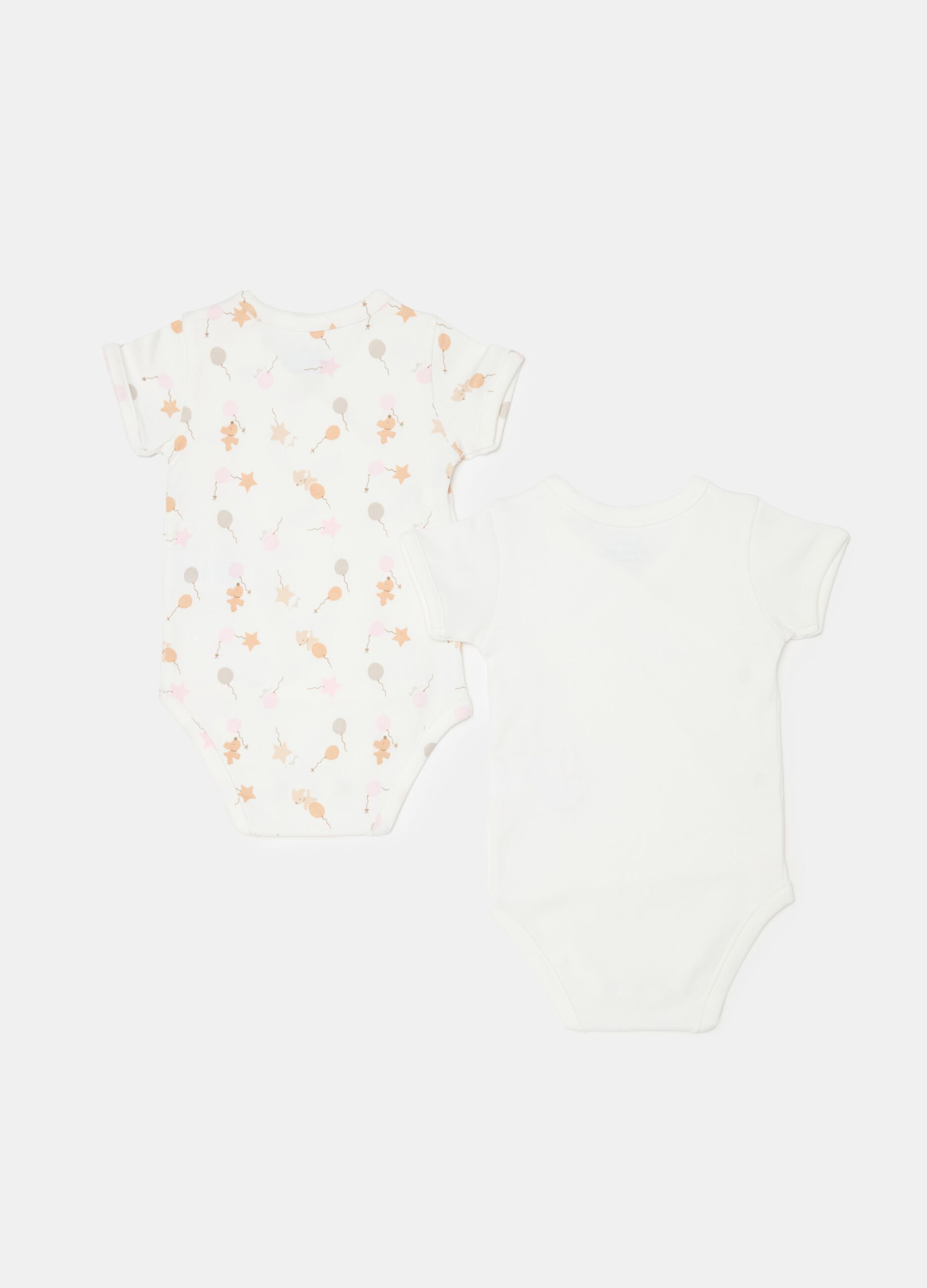 Two-pack organic cotton bodysuits with print