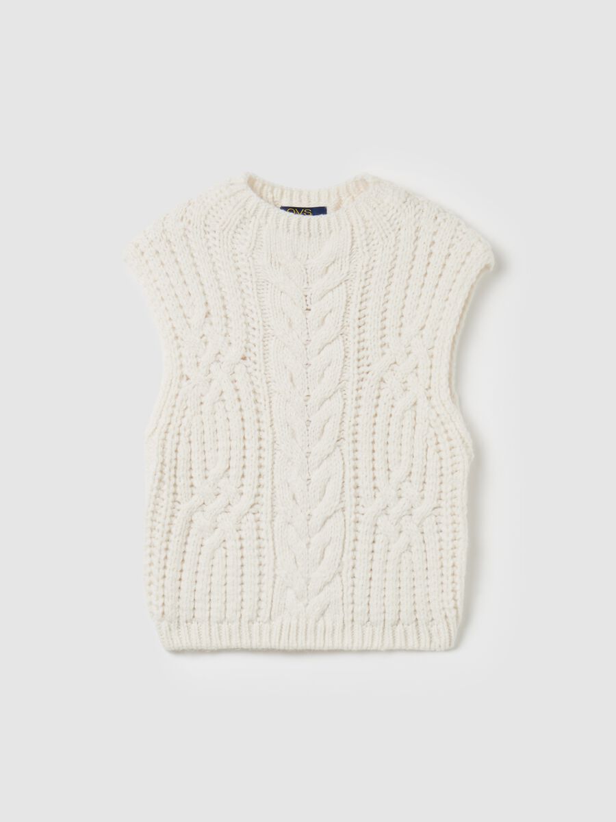 Closed gilet with cable-knit design_4