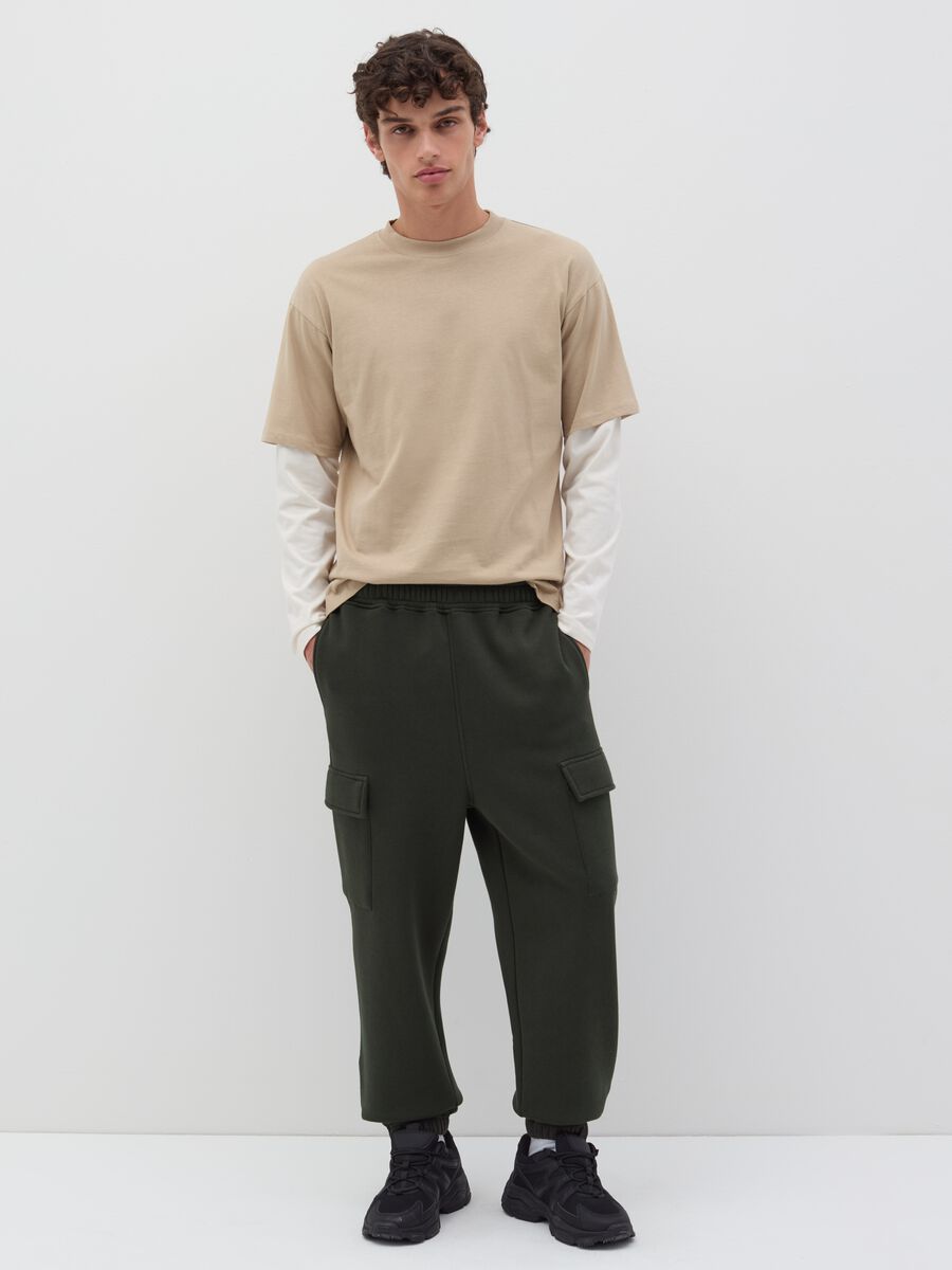 Joggers cargo in felpa_0