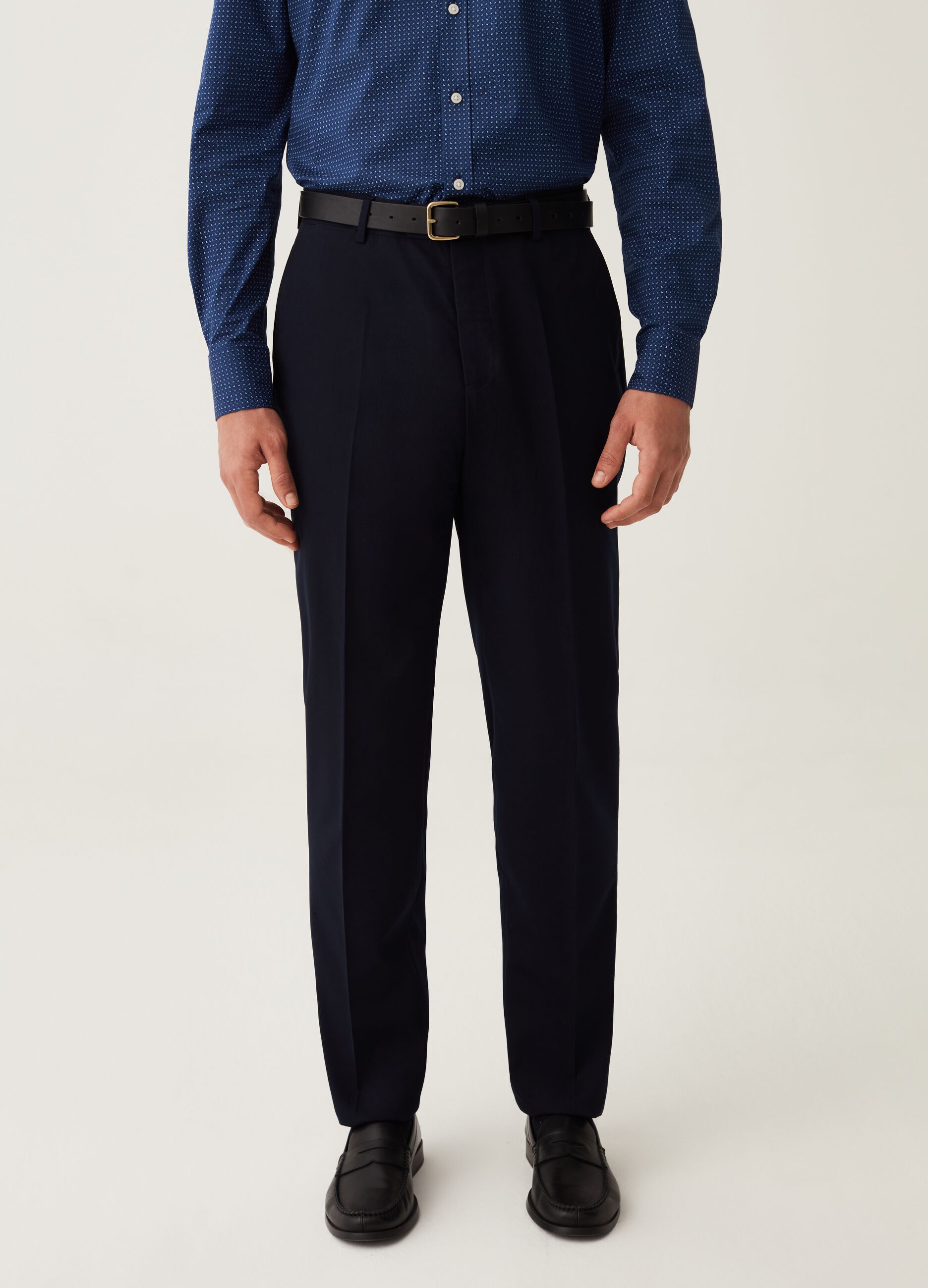 Navy blue regular-fit trousers