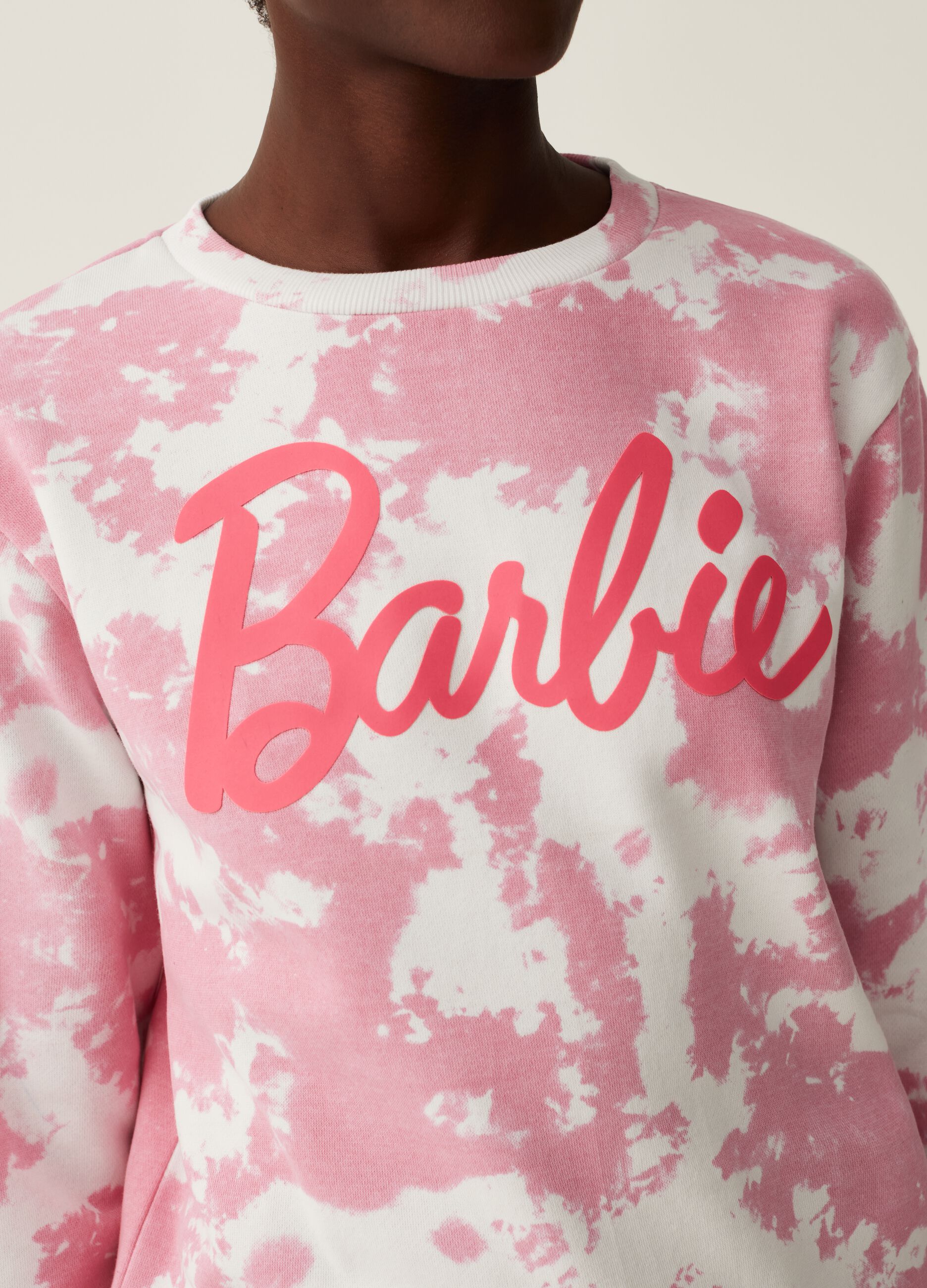 MATTEL Woman's White/Pink Tie-dye sweatshirt with Barbie™ print