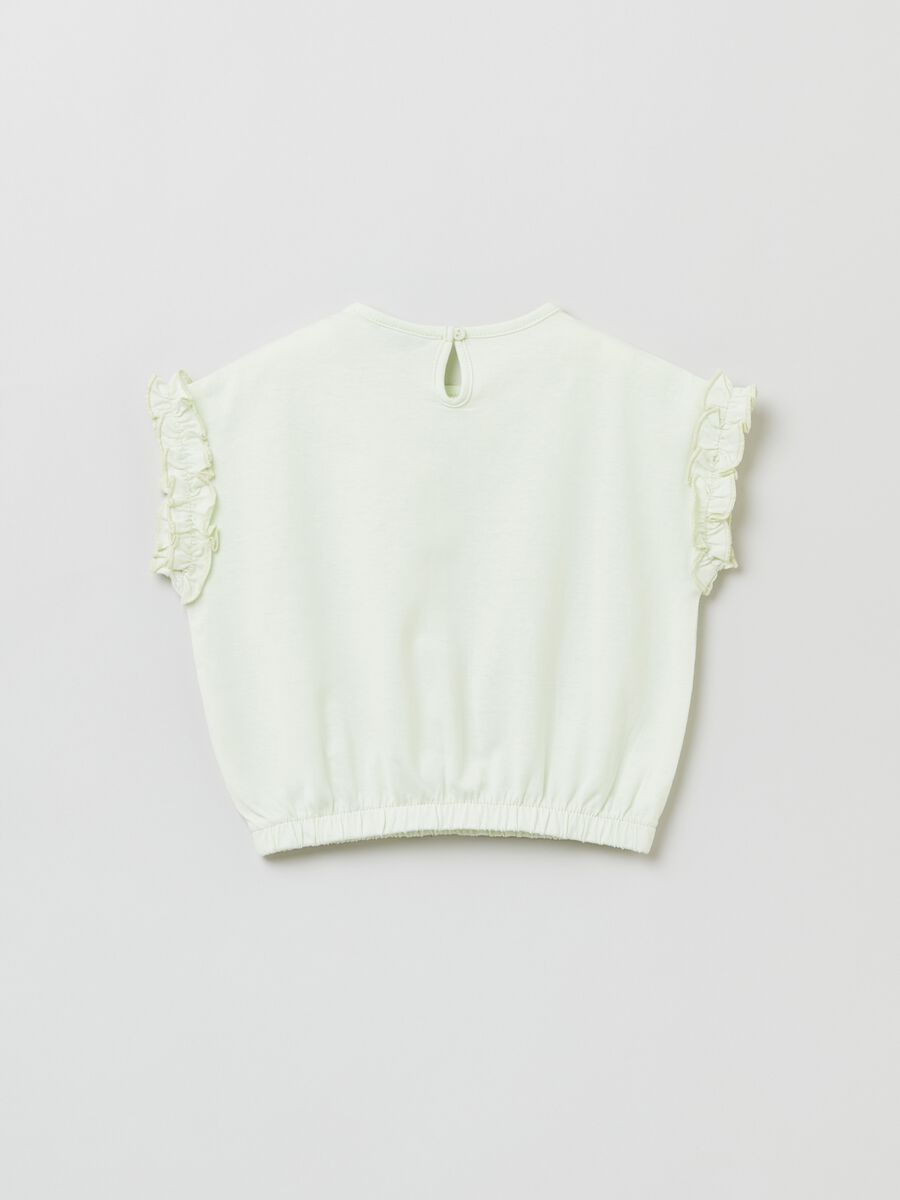 Cotton crop T-shirt with flounces_1