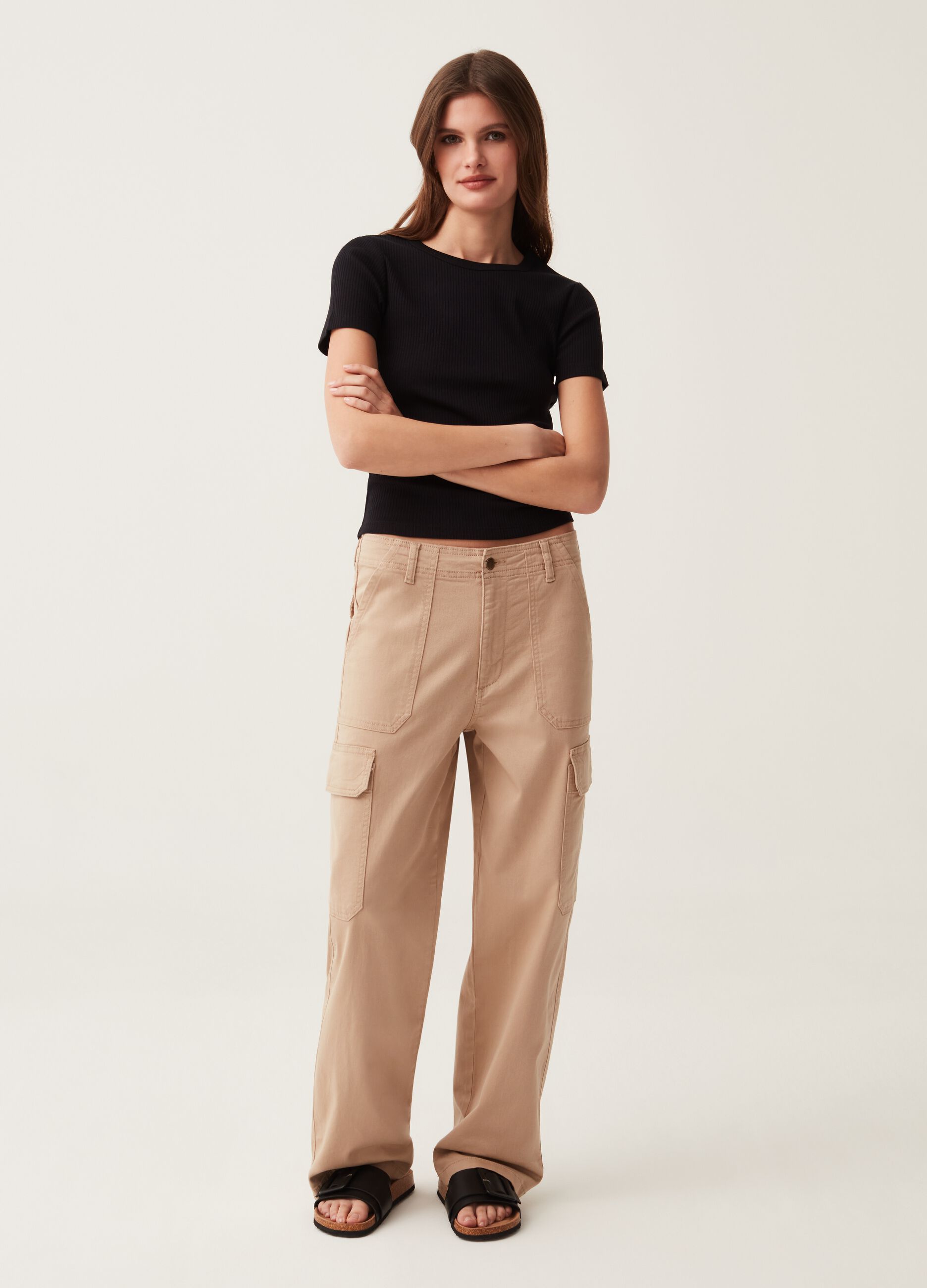 Stretch cotton cargo pants