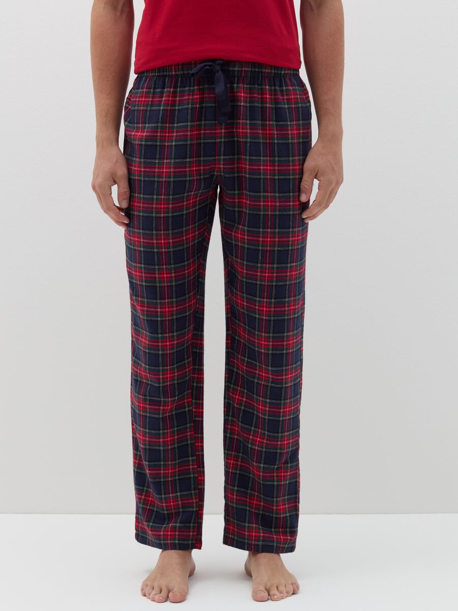 Pantalone pigiama in flanella fantasia tartan_1