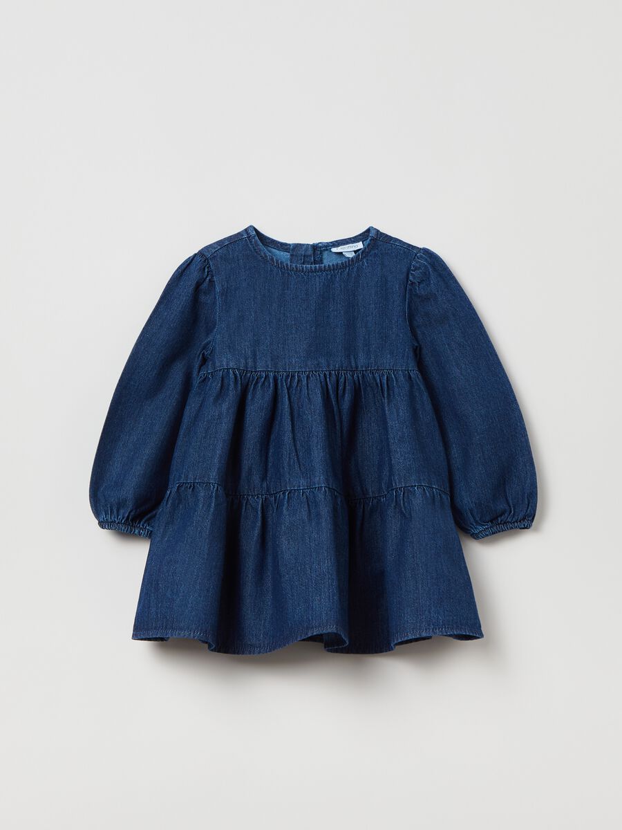 Flounced denim dress_0