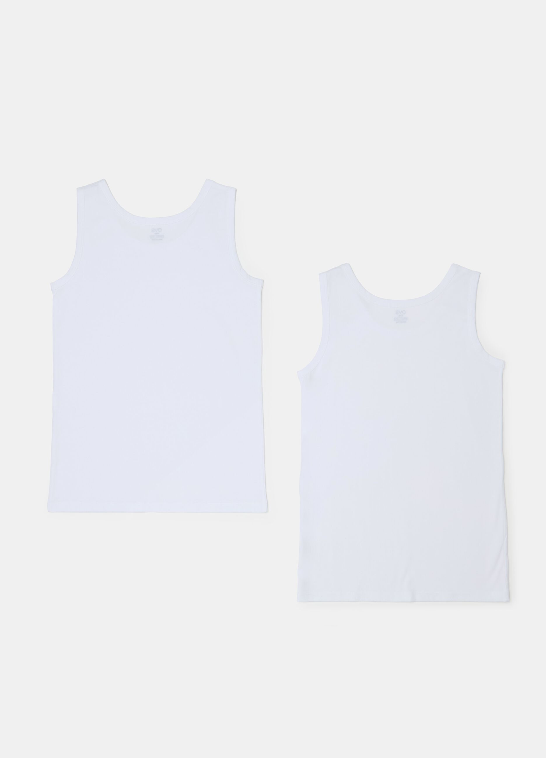 Two-pack jersey racerback vests with round neck