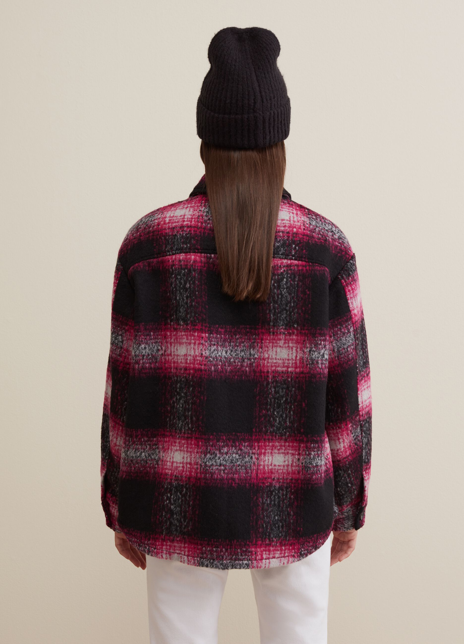 Oversize shacket with check pattern