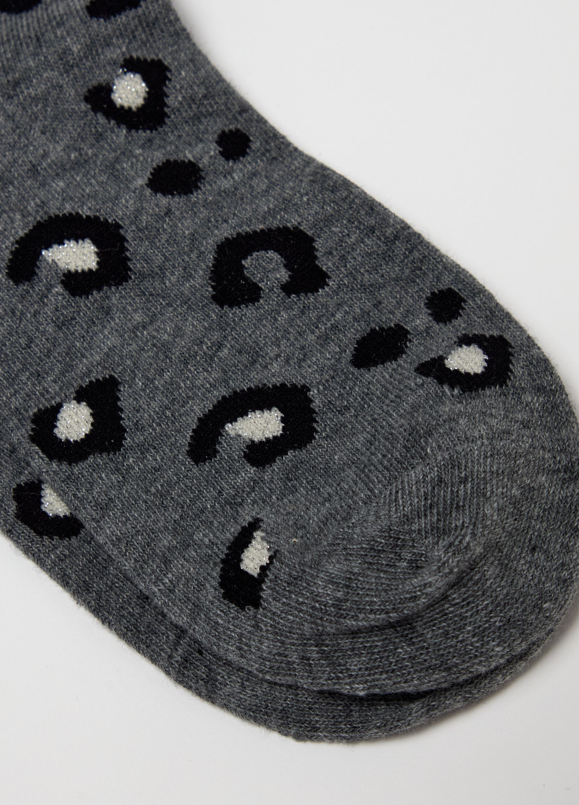 Two-pair pack animal print socks with rolled hem