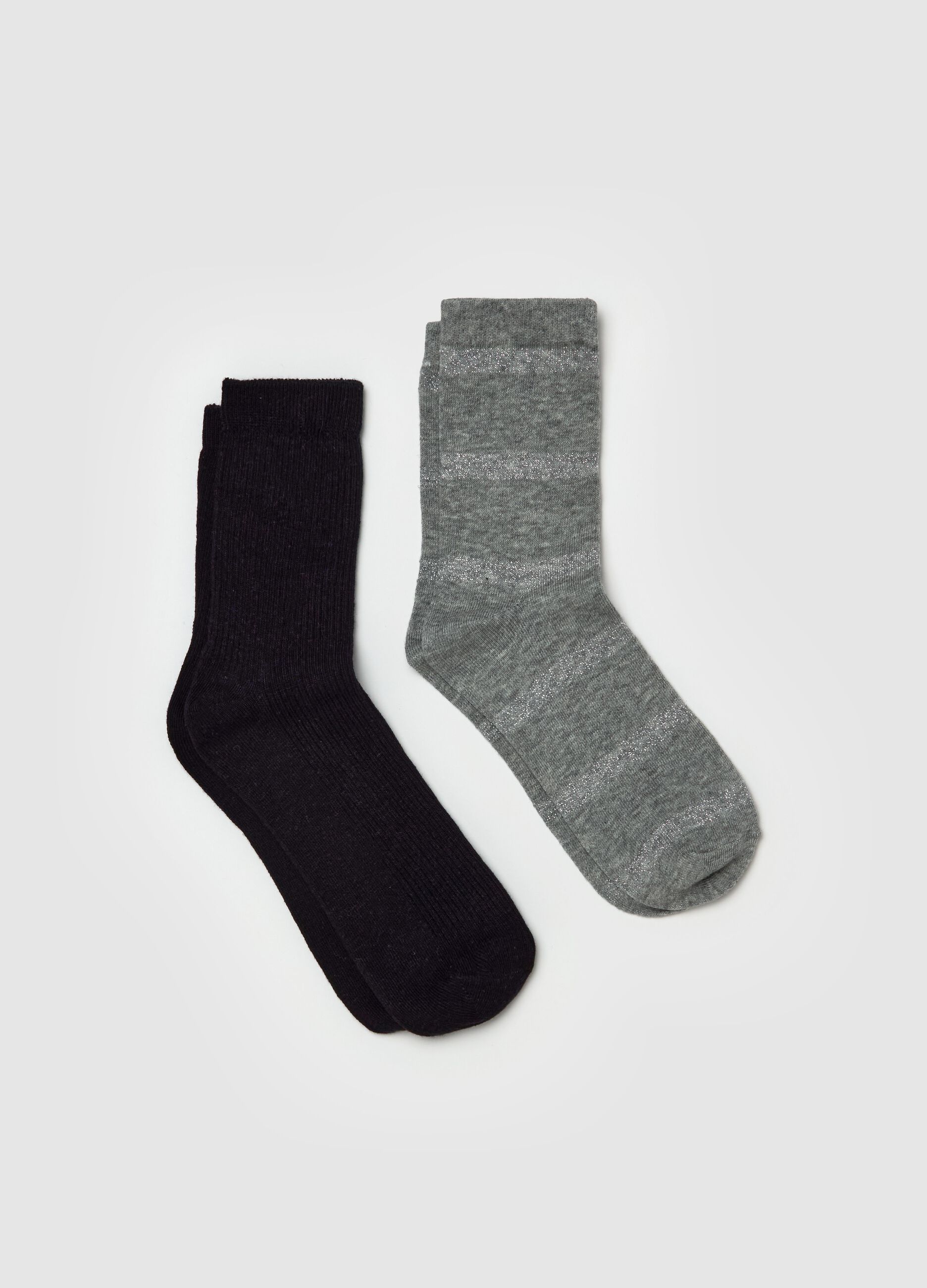 Two-pair pack short stretch socks with lurex