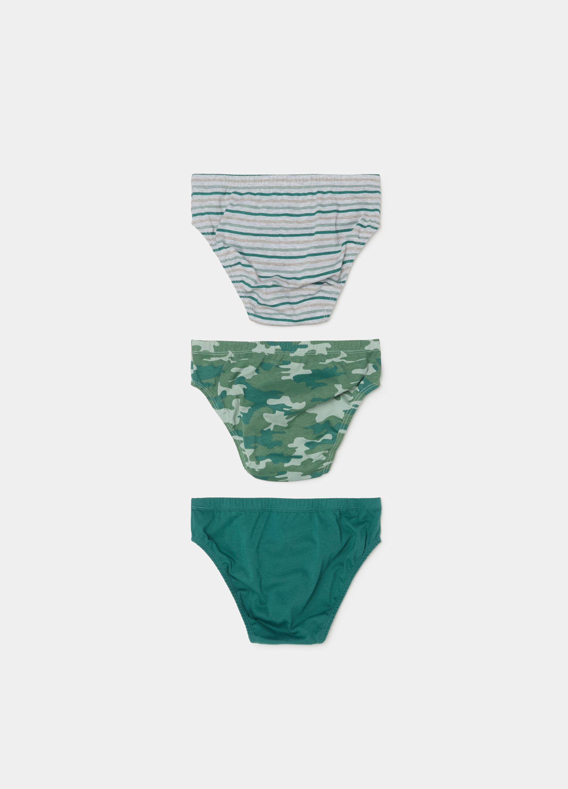 Three-pack camouflage briefs in organic cotton